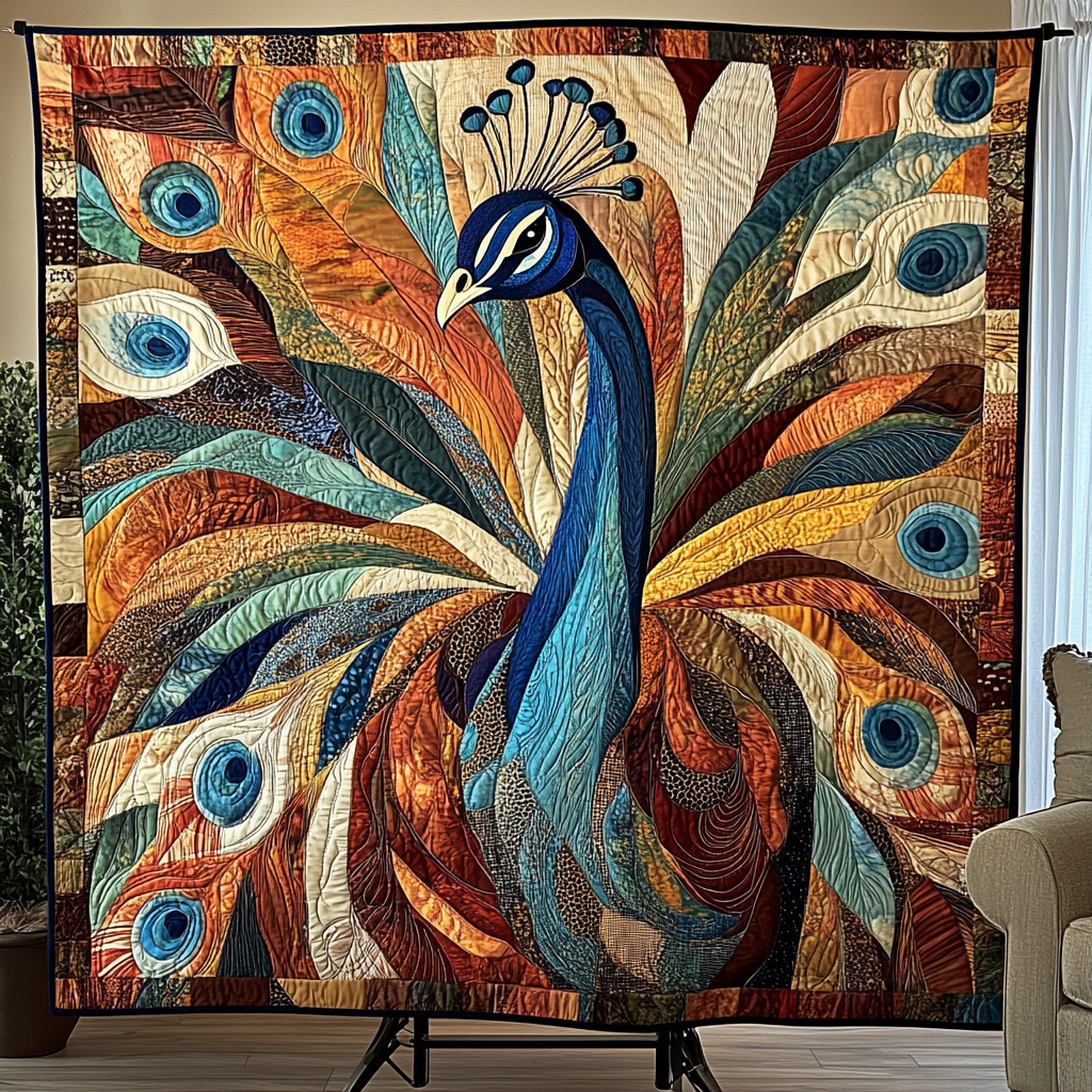 Majestic Plumage Quilted Blanket Bedroom Decor Peacock Themed Gifts
