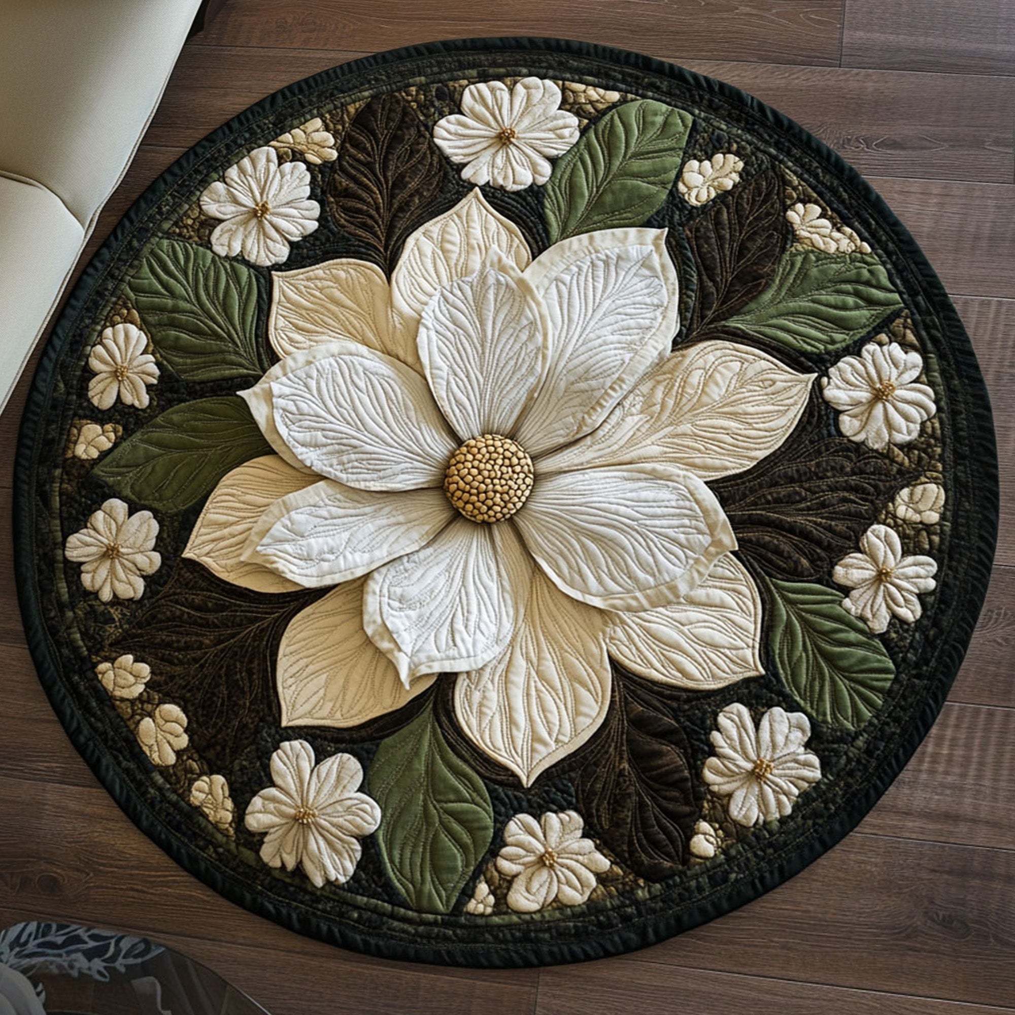 Majestic Quilted Round Mat Front Door Entryway Ideas Flower Daisy Blossom Gifts