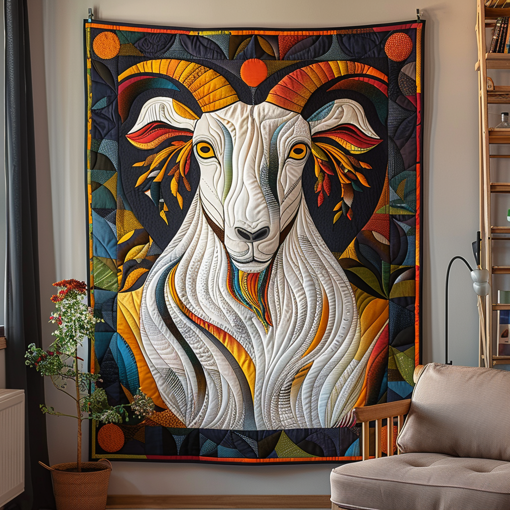 Majestic Ram Quilted Blanket Gifts For Goat Lovers