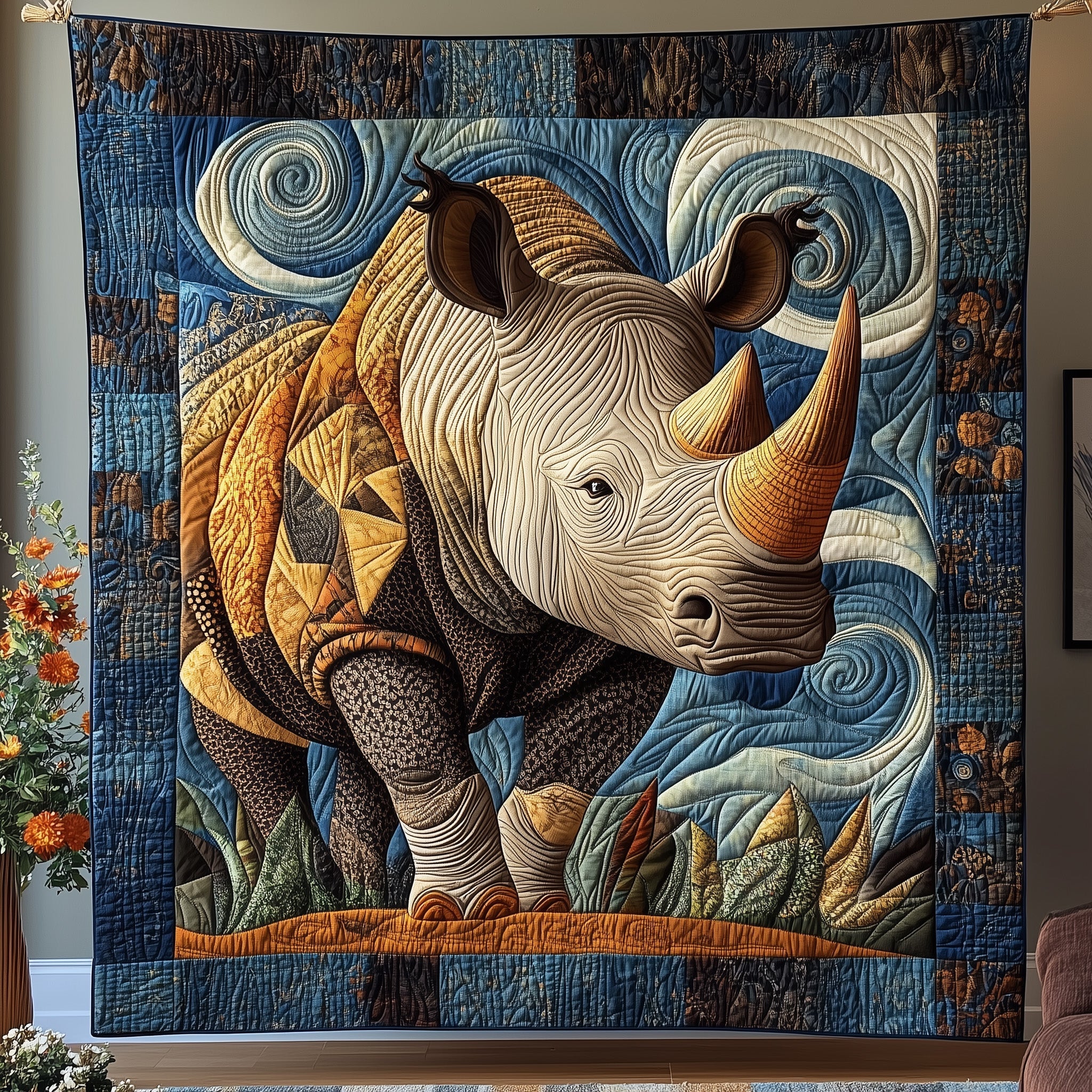 Majestic Rhino Quilted Blanket Cute Soft BlanketMom And Daughter Gifts