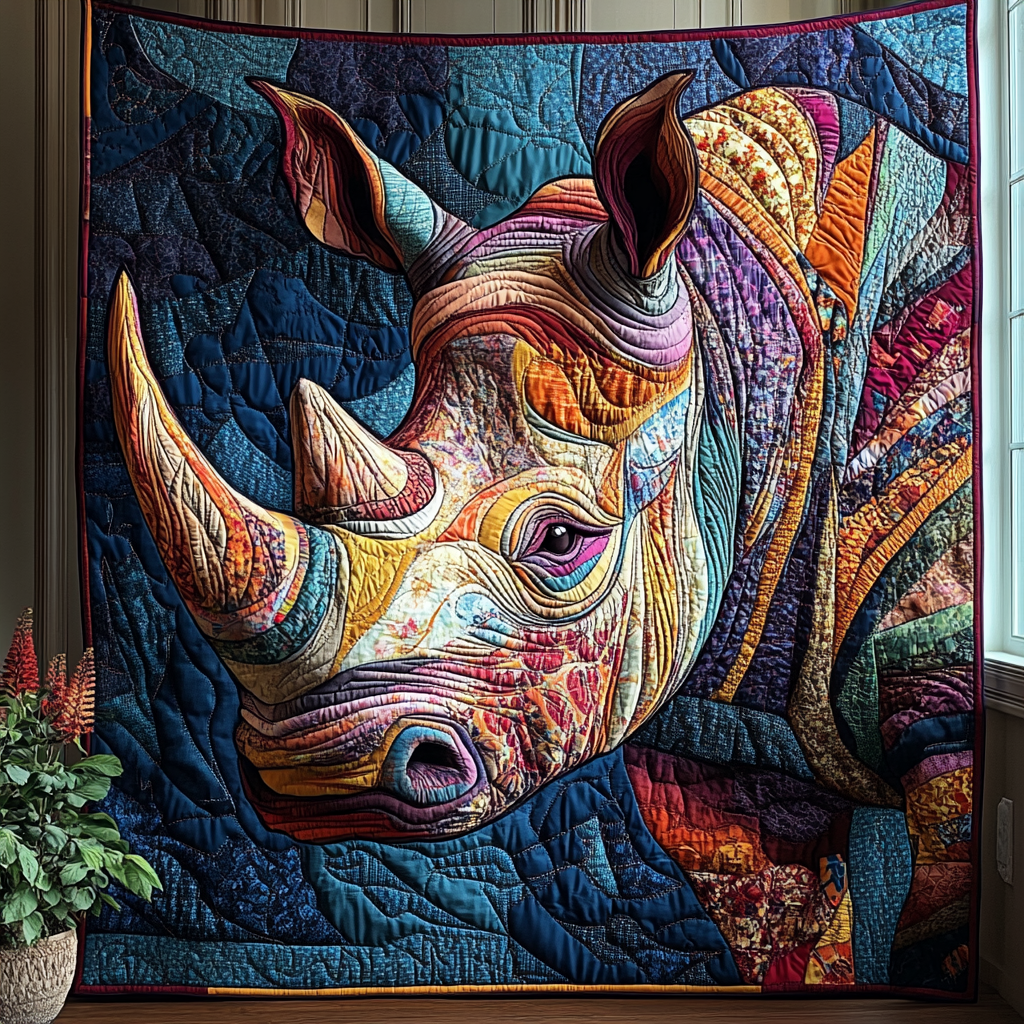 Majestic Rhino Quilted Blanket Sofa Couch Throw Blanket Gifts For Rhino Lovers