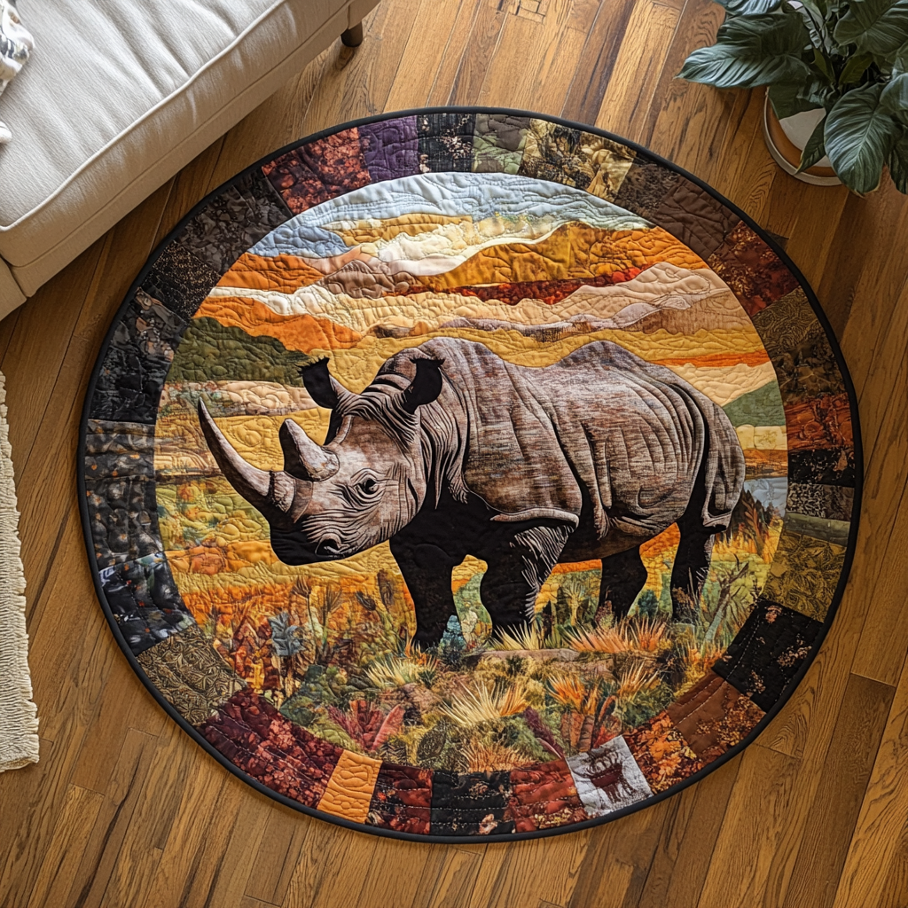 Majestic Rhino Quilted Round Mat Front Door Idea Gift Ideas For Birders