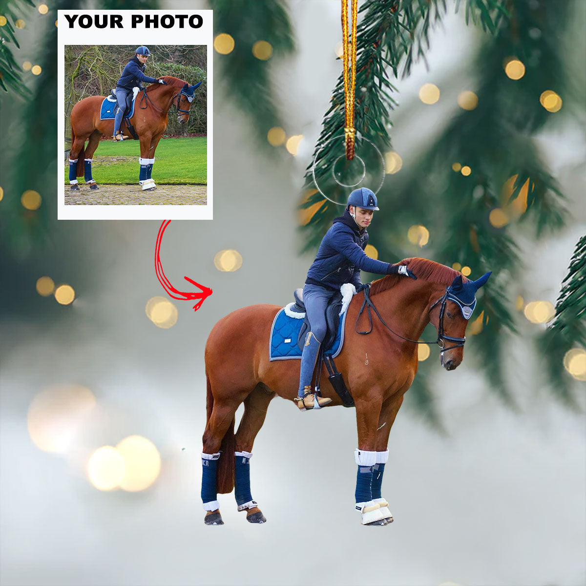 Majestic Rider Personalized Photo Mica Ornament Gift For Horse Lovers Family Members