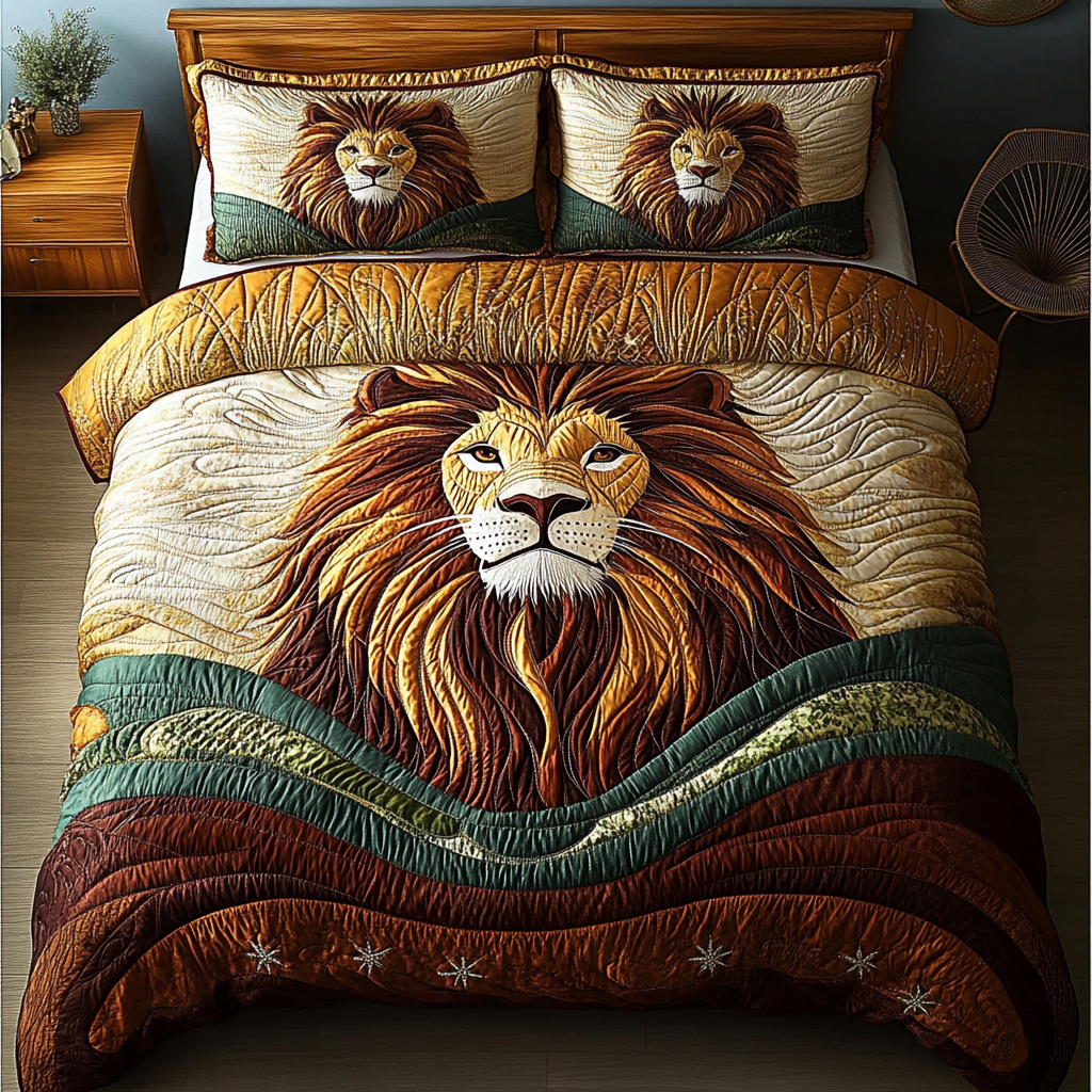 Majestic Roar Quilted Bedding Set Best Bed Sheet Set Lion Themed Gifts
