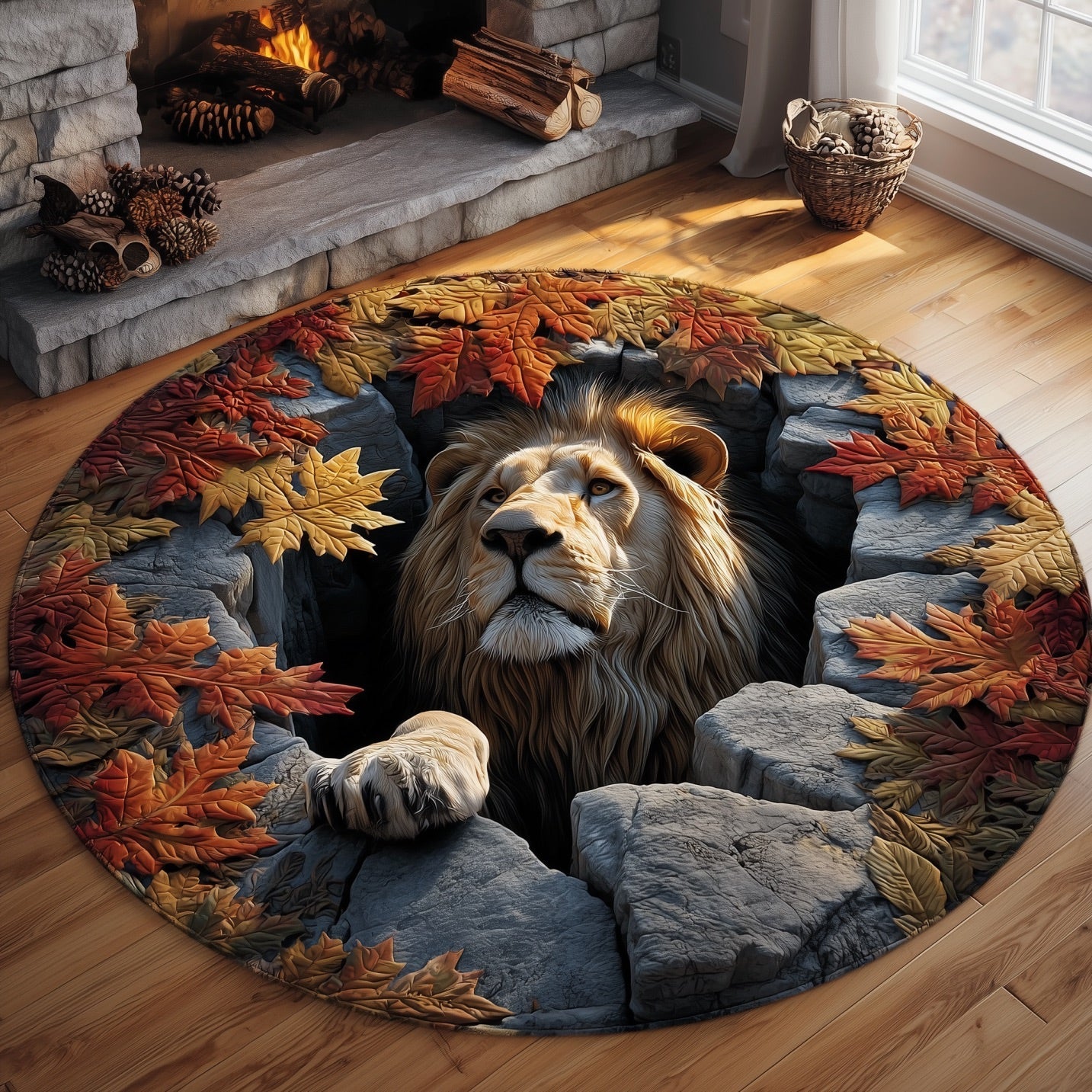 Majestic Roar Quilted Round Mat Eco-Friendly Quilted Round Mat for Sustainable Living