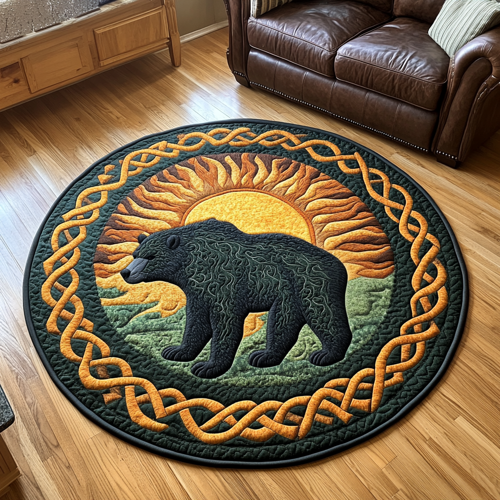 Majestic Roar Quilted Round Mat Outdoor Decor Bear Gifts For Women