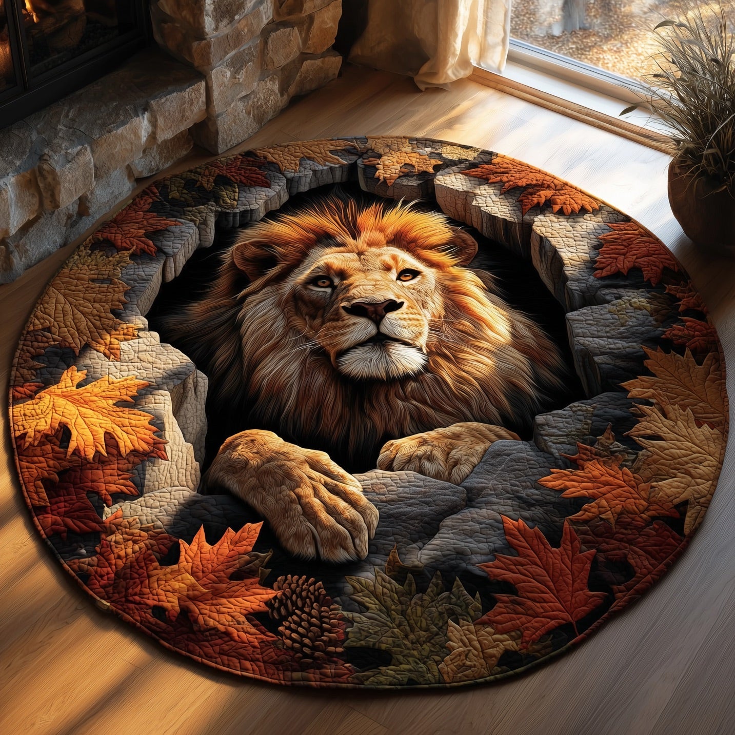 Majestic Roar Quilted Round Mat Premium Quilted Round Mat for Cozy Living Spaces