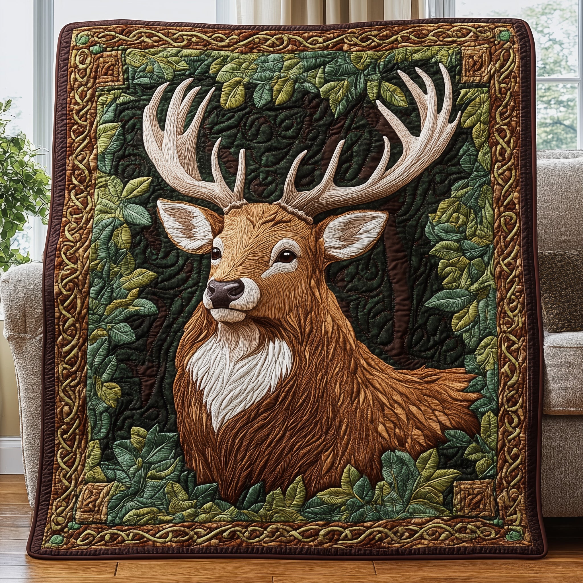 Majestic Stag Quilted Blanket Cute Soft BlanketFather And Daughter Gifts