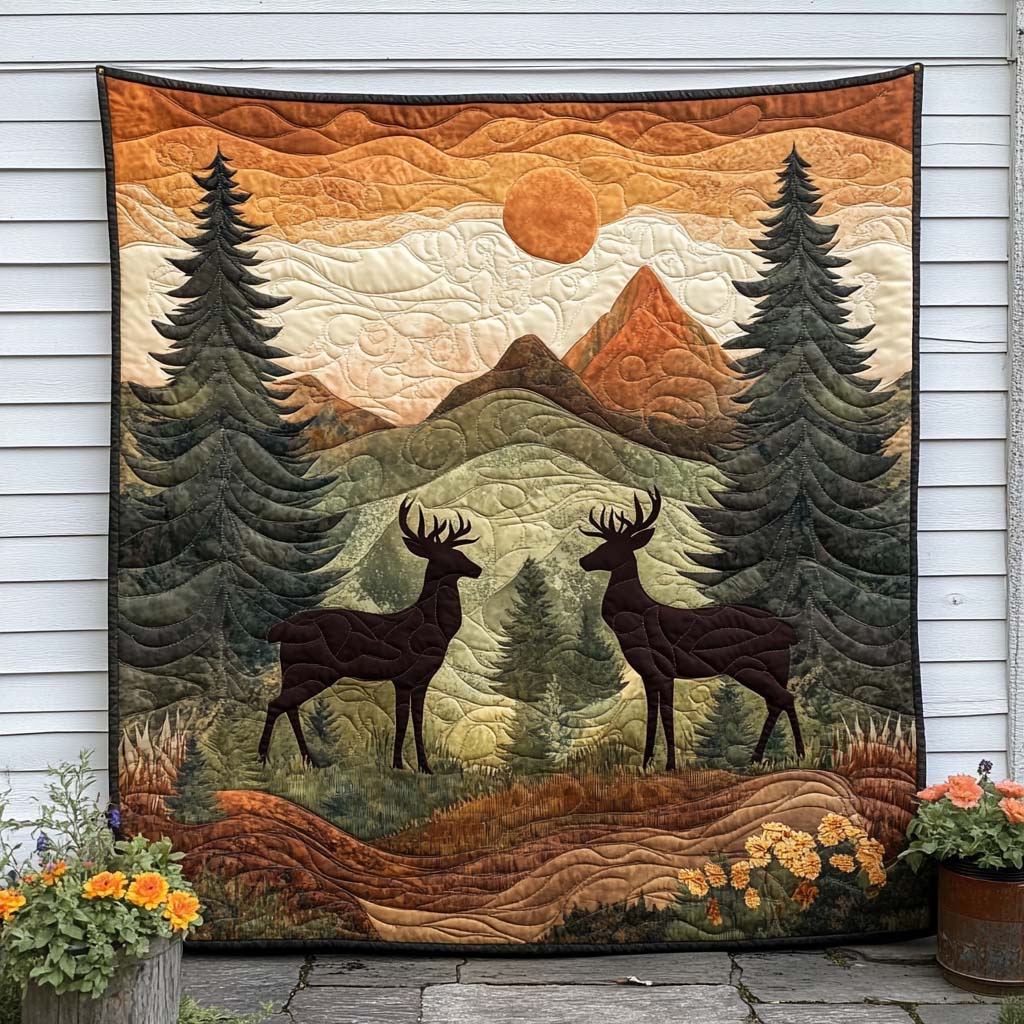 Majestic Stag Quilted Blanket Holiday Throw Blanket Gifts For Deer Lovers