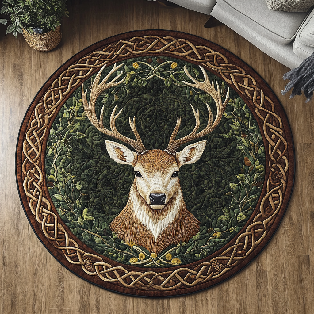 Majestic Stag Quilted Round Mat Door Entrance Decor Bird Lover Gifts For Her