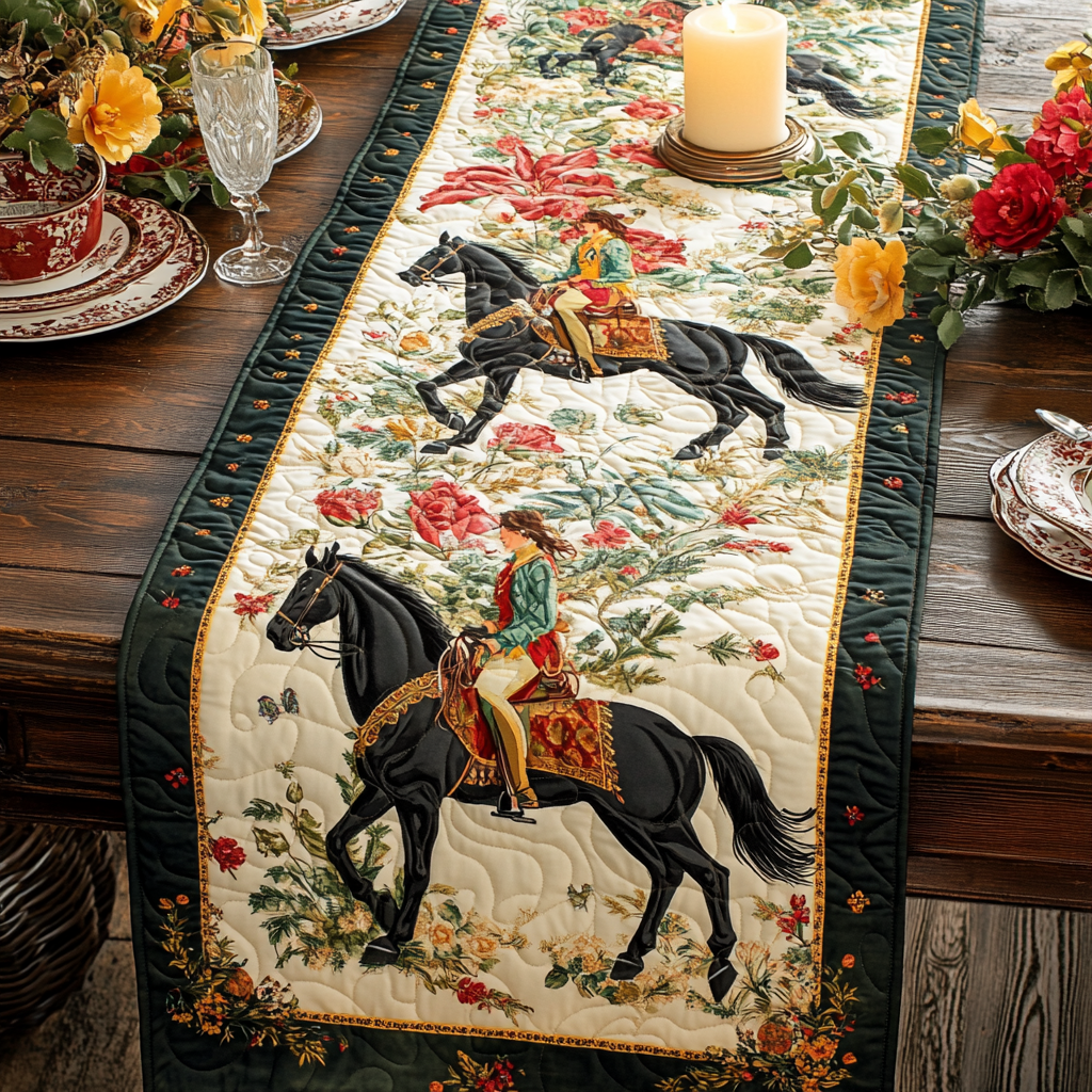 Majestic Stallion Quilted Table Runner Dinner Table Decor Ideas Horse Present Ideas