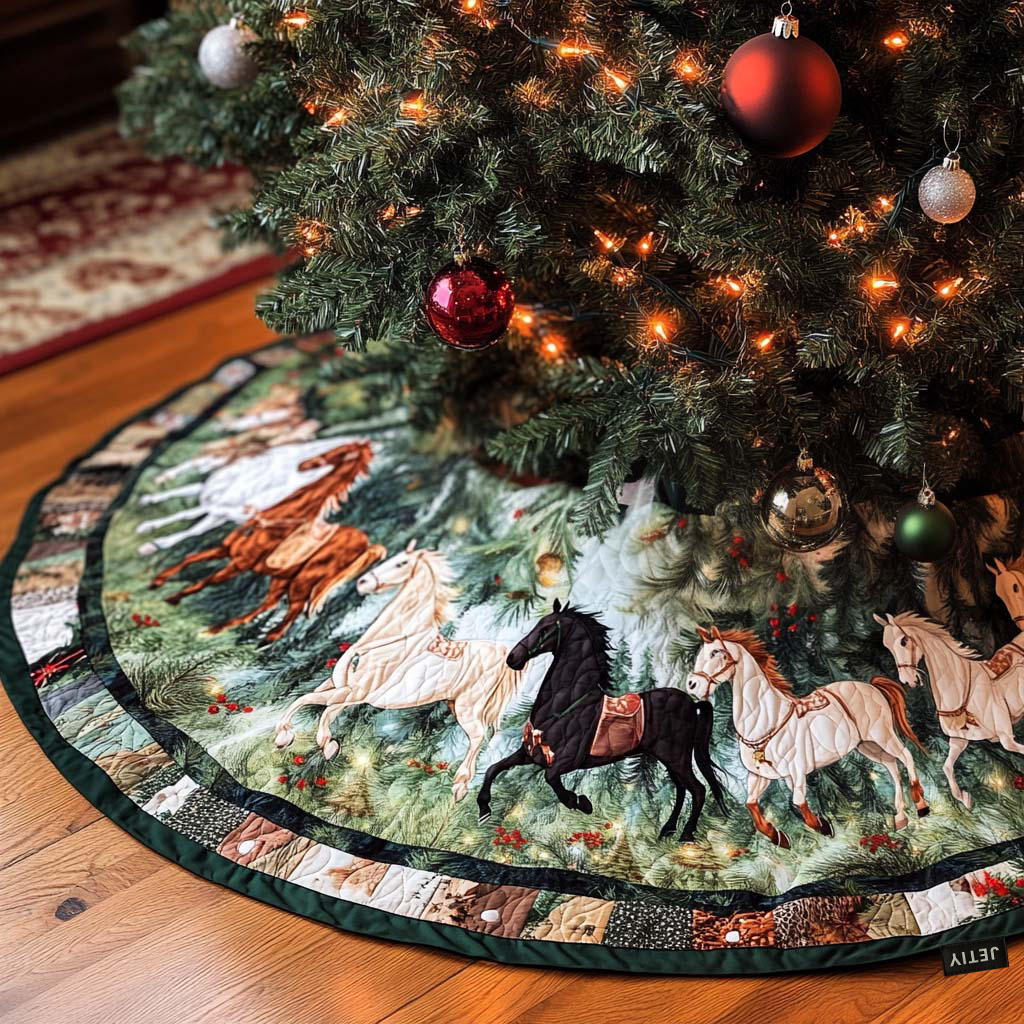 Majestic Stride Christmas Quilted Tree Skirt Classic Red and White Tree Skirt for Traditional Decor