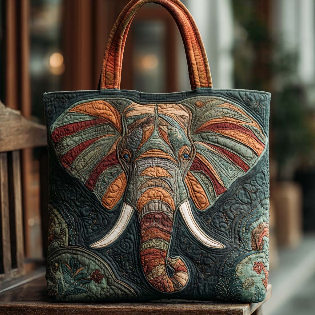 Majestic Trunk Quilted Tote Bag Funny Cute Elephant Gifts