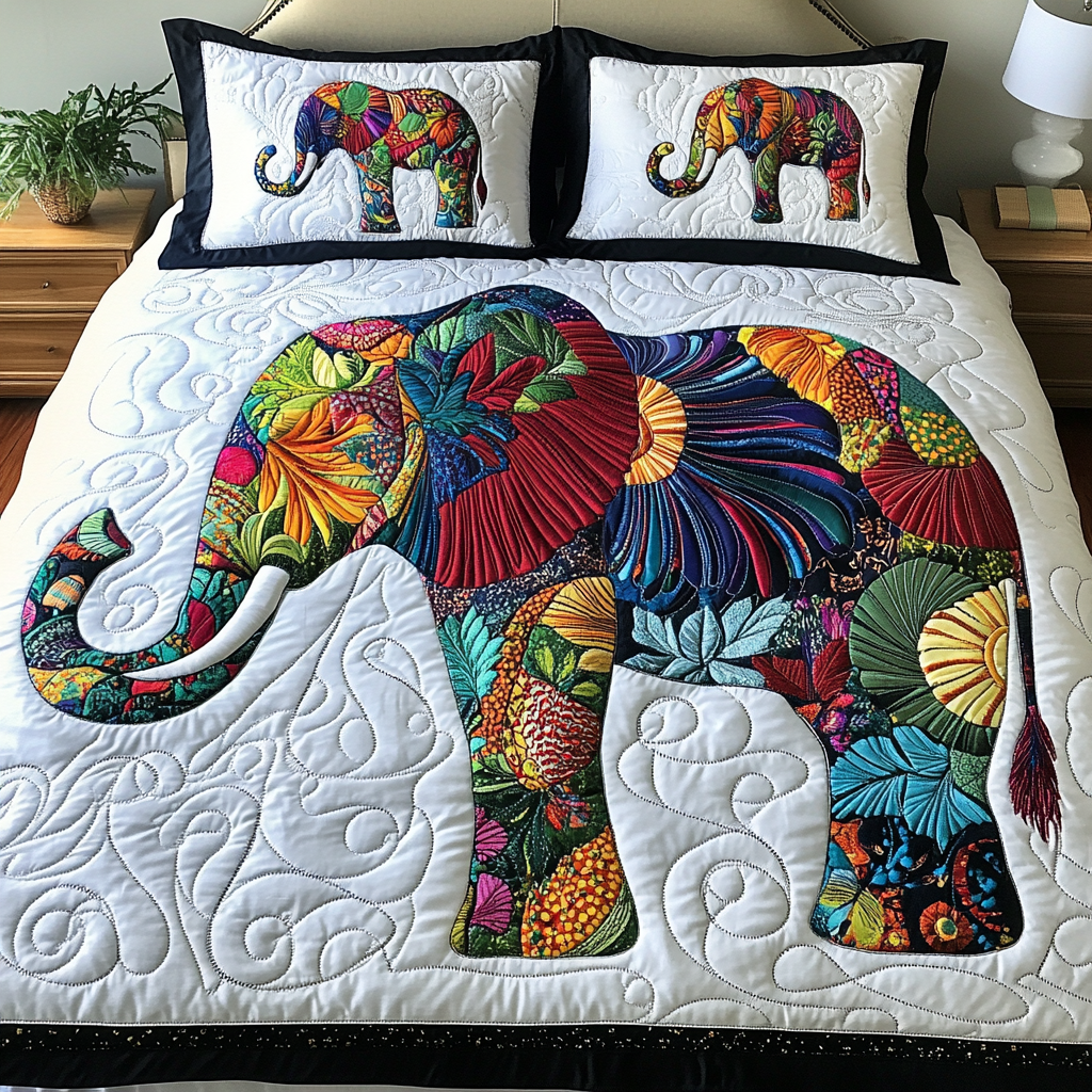 Majestic Tusk Quilted Bedding Set Bed Decorations Elephant Gifts For Him