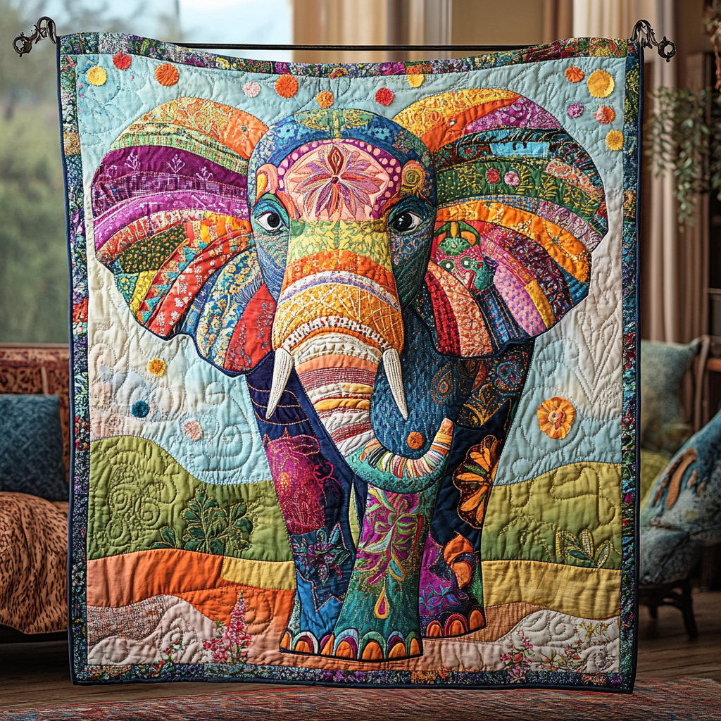 Majestic Tusk Quilted Blanket Bed Christmas Decor Gift For Elephant Lovers