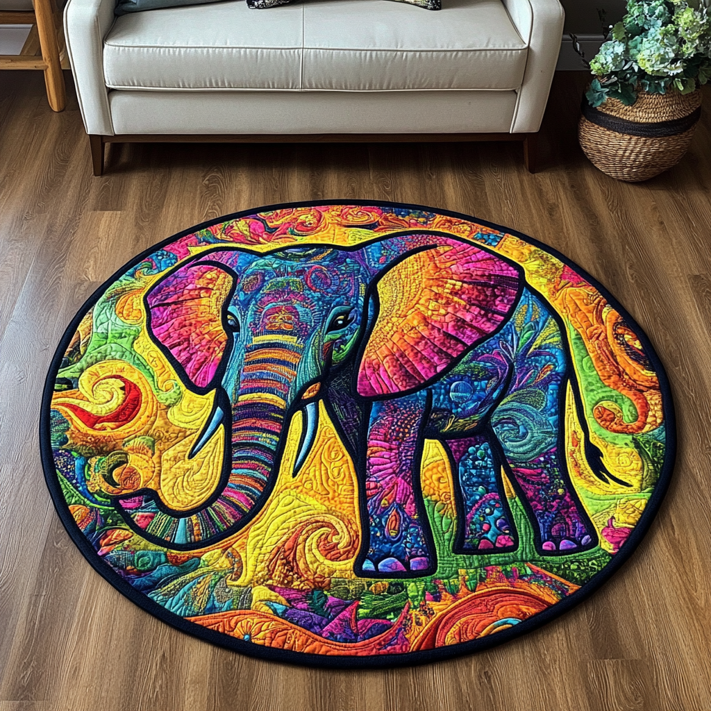 Majestic Tusk Quilted Round Mat Entryway Decor Unique Gifts For Hummingbird Lovers