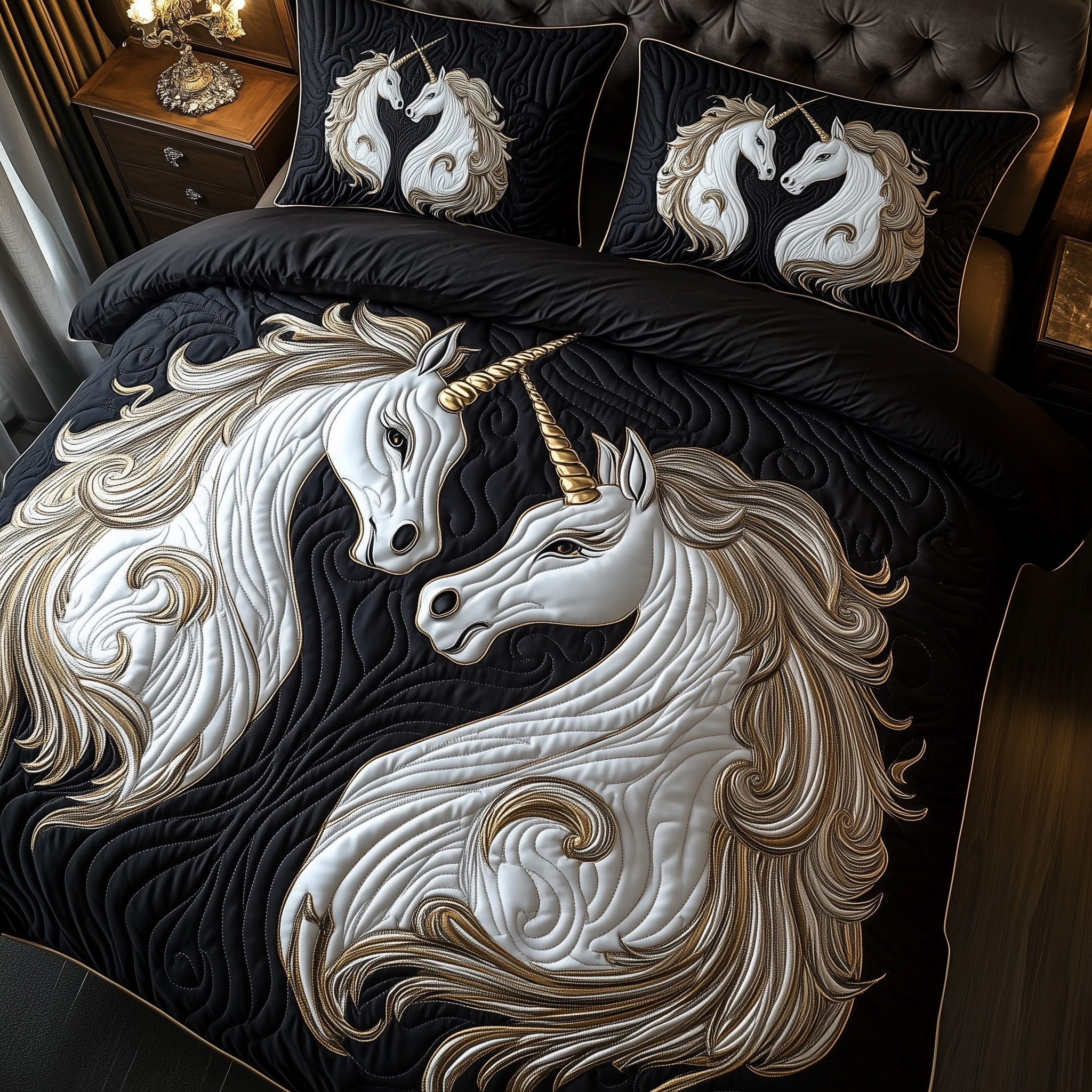 Majestic Unicorn Quilted Bedding Set Duvet Cover Bedspread Meaningful Engagement Gifts