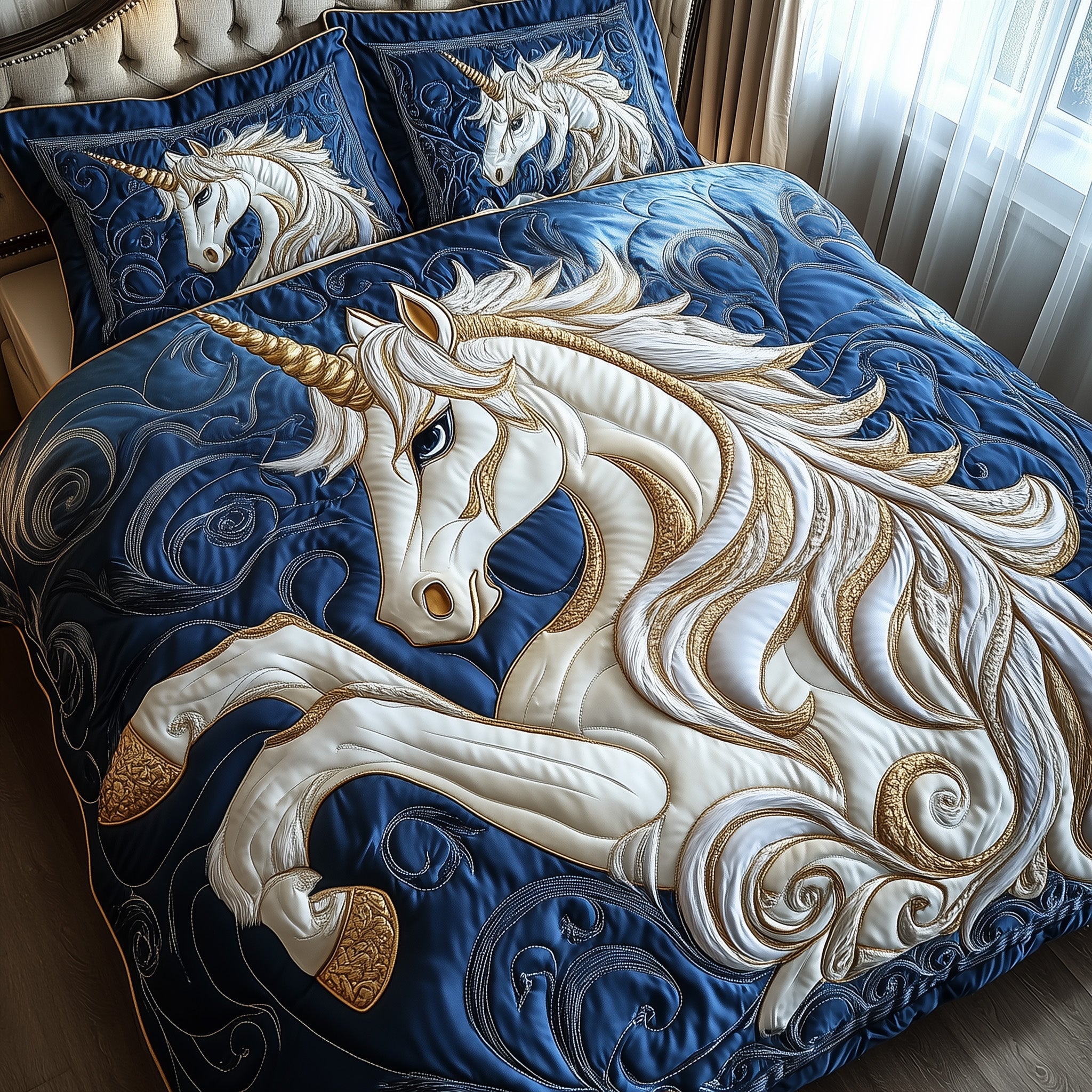 Majestic Unicorn Quilted Bedding Set Duvet Cover Bedspread Meaningful Gift Ideas For Girlfriend