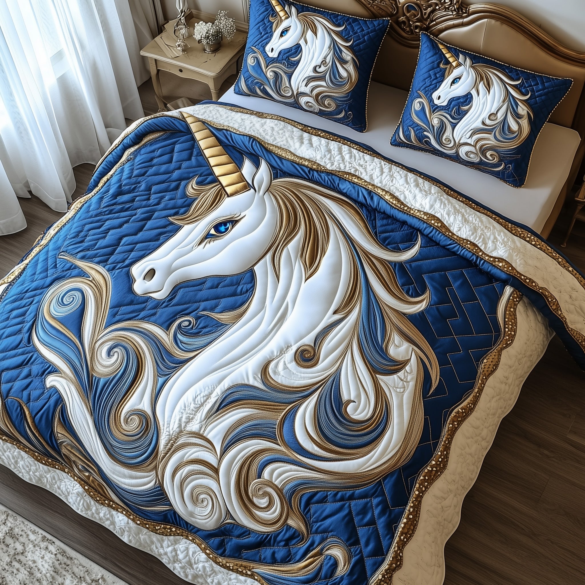 Majestic Unicorn Quilted Bedding Set For Couples For Kids