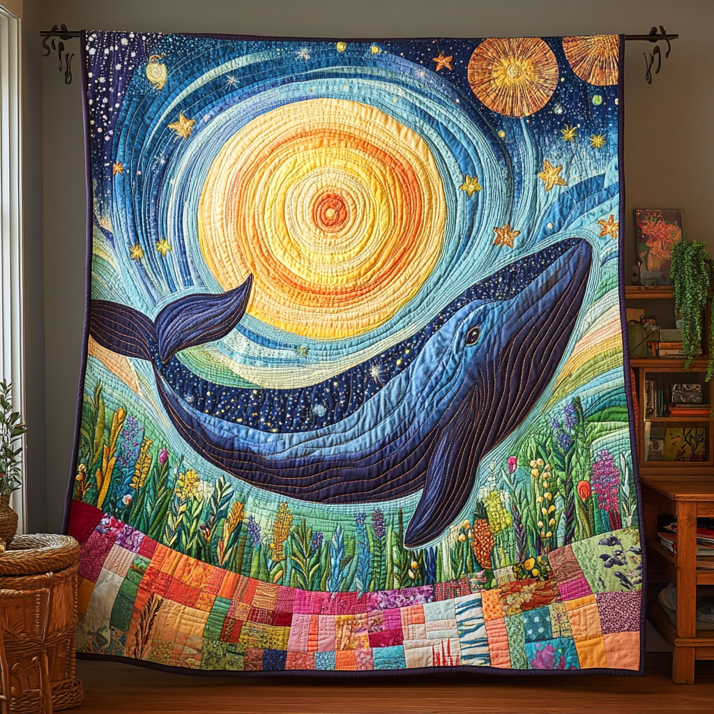 Majestic Wave Quilted Blanket Bedroom Decor Christmas Whale Related Gifts