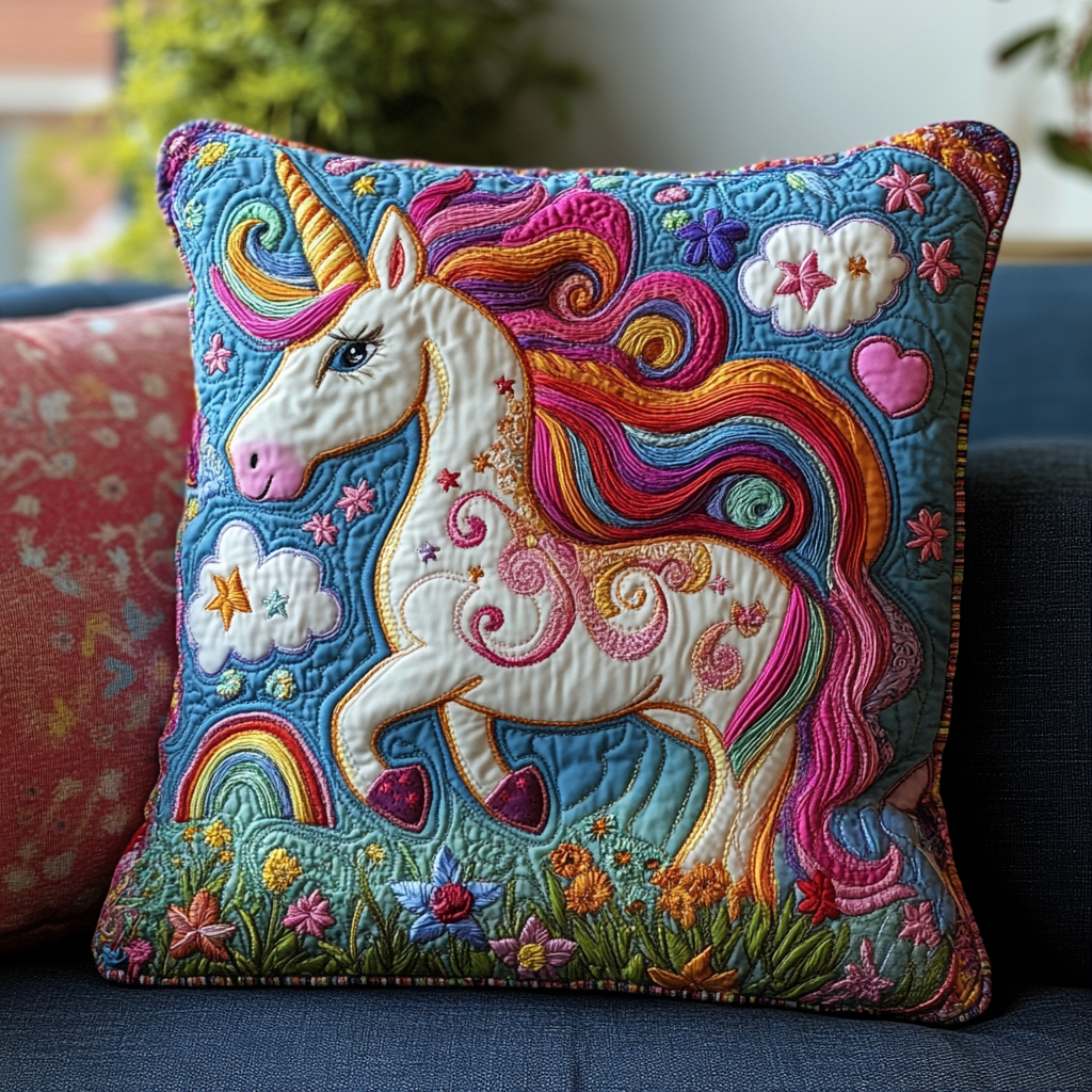 Majestic Whimsy Quilted Pillow Case Reindeer Christmas Pillow Cover
