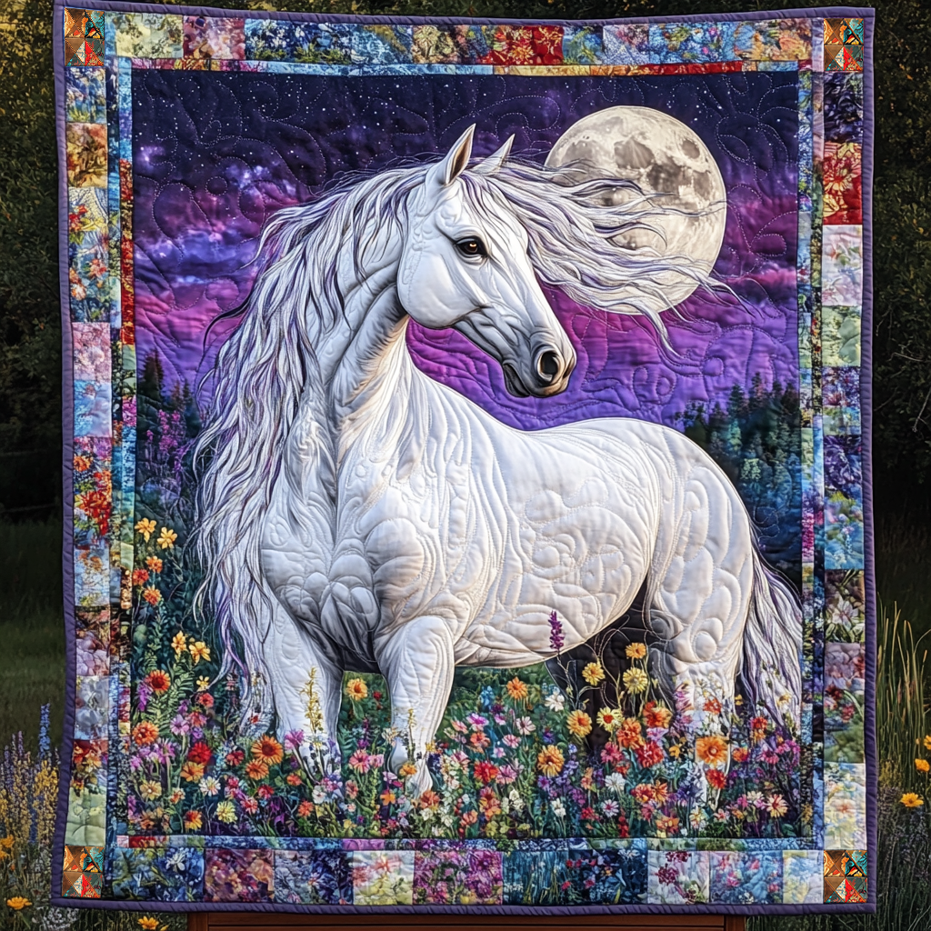 Majestic White Horse Quilt Blanket Throws For Couch Gifts For The Family Christmas