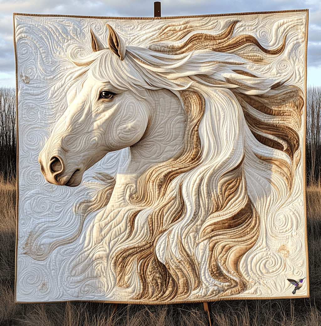 Majestic White Stallion Quilt Blanket King Size Throw Blanket Good Mother's Day Gifts For Mom