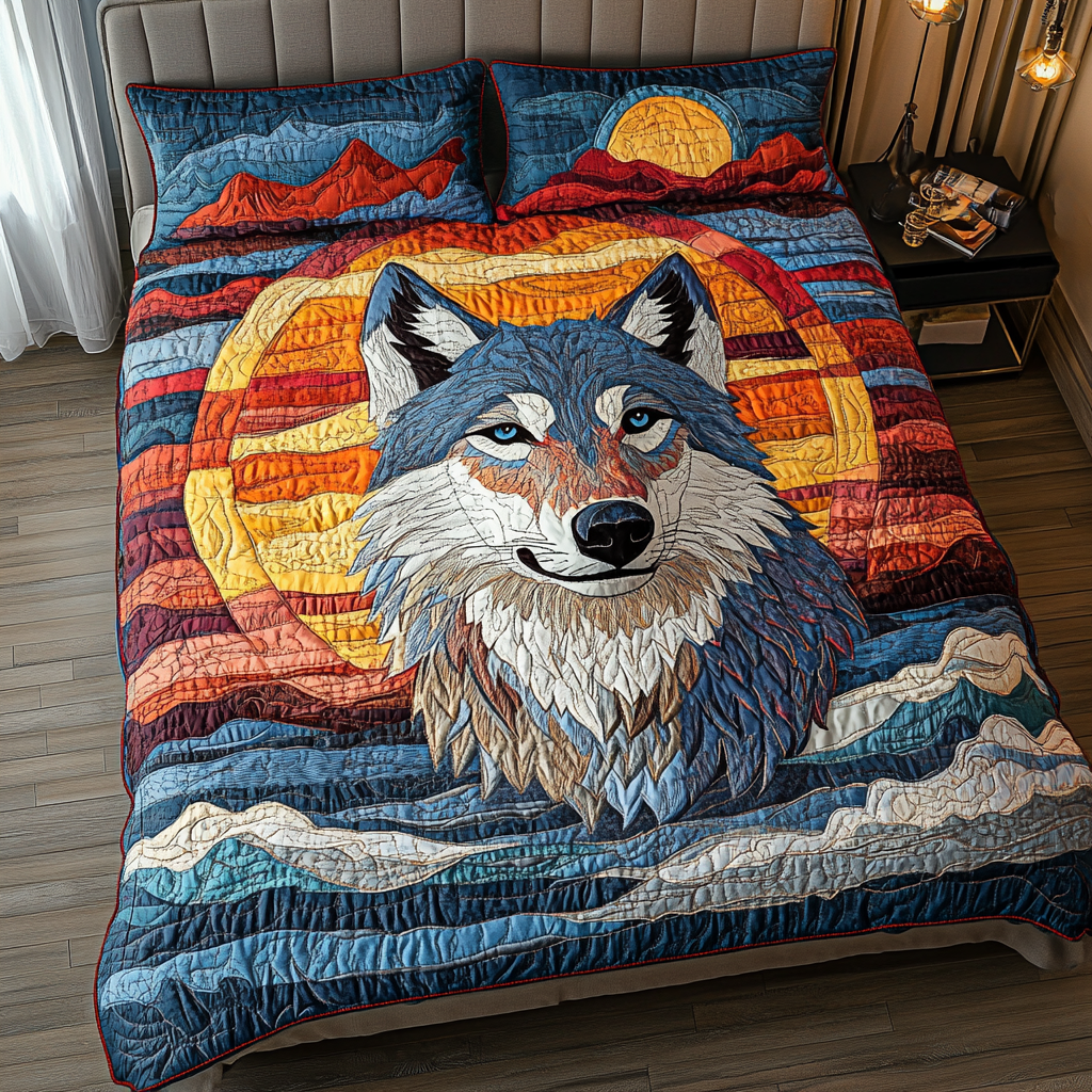 Majestic Wolf Quilted Bedding Set Best Bed Sheet Set Wolf Gifts For Him Her