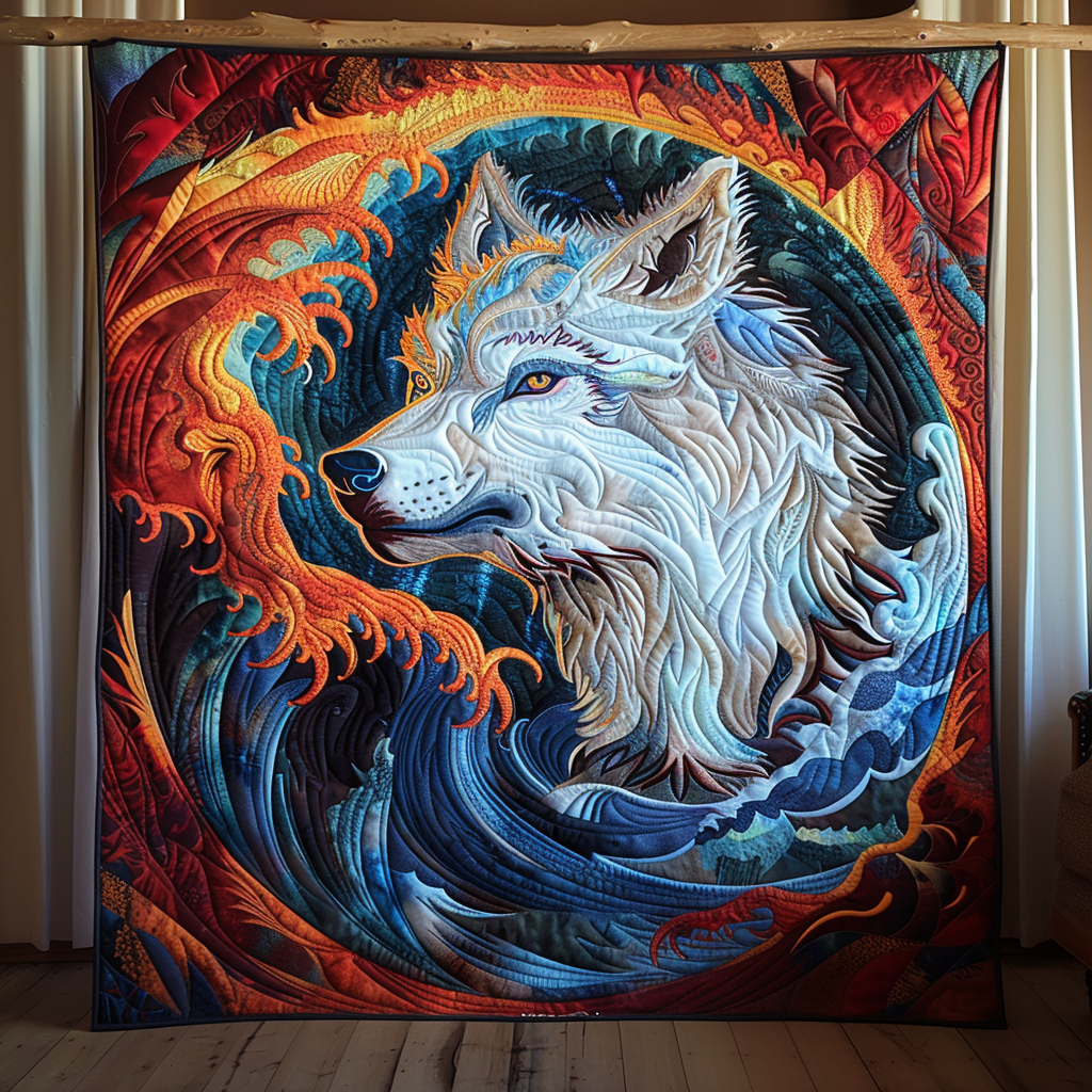 Majestic Wolf Quilted Blanket Wolf Gifts For Him