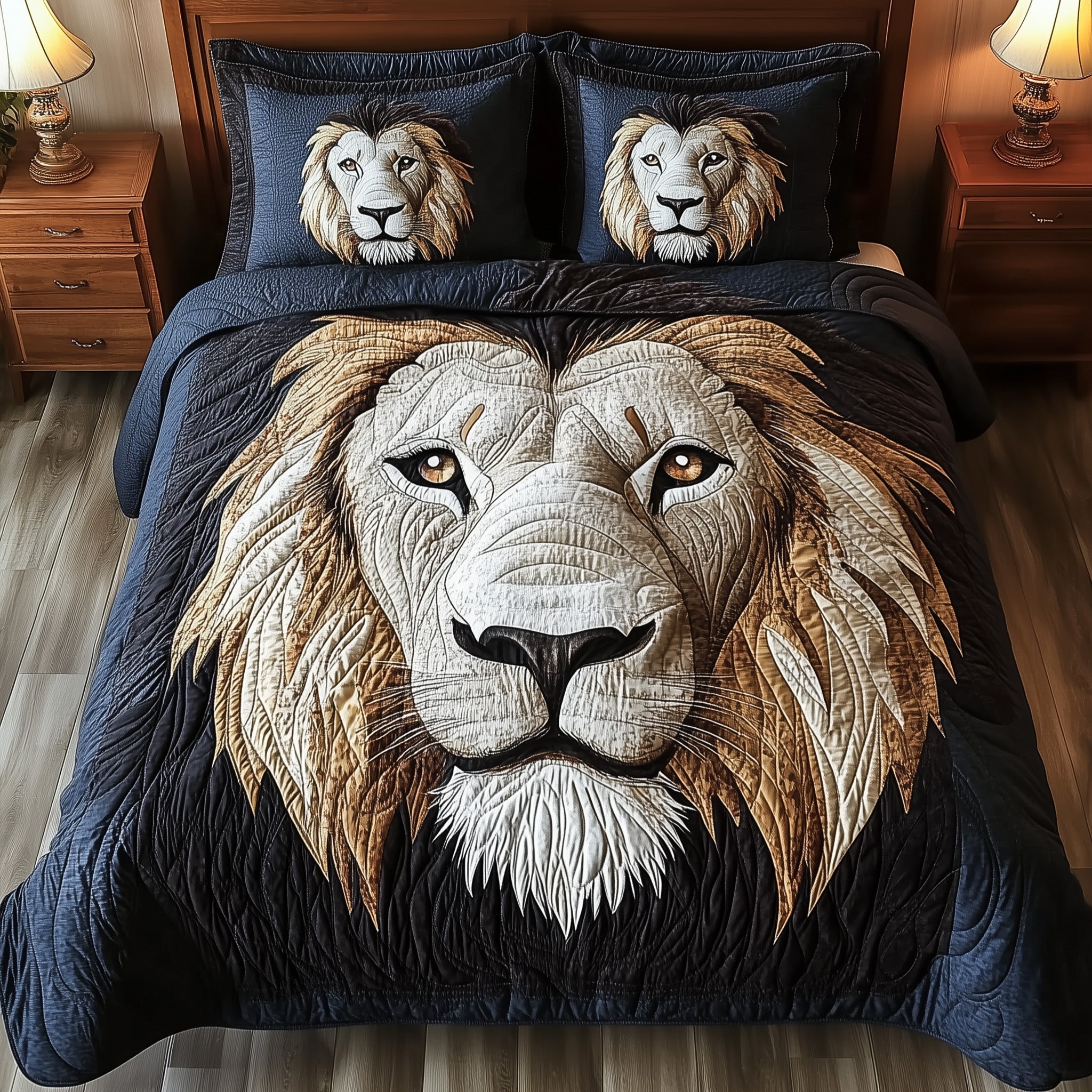 Majesty Lion Quilted Bedding Set Duvet Cover Bedspread Awesome Gifts For Lion Lovers