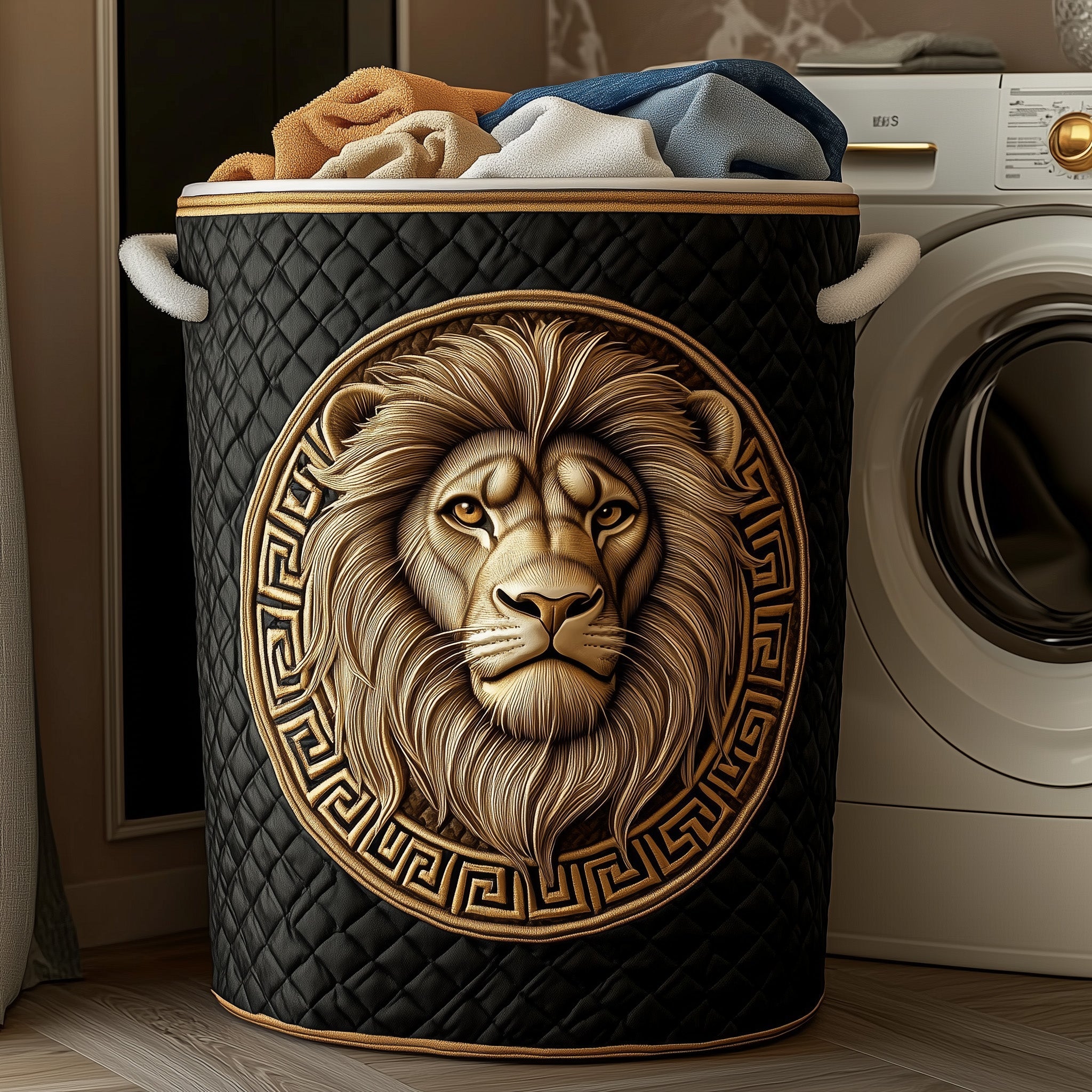 Majesty Lion Quilted Laundry Basket Merch For Home And Bedroom