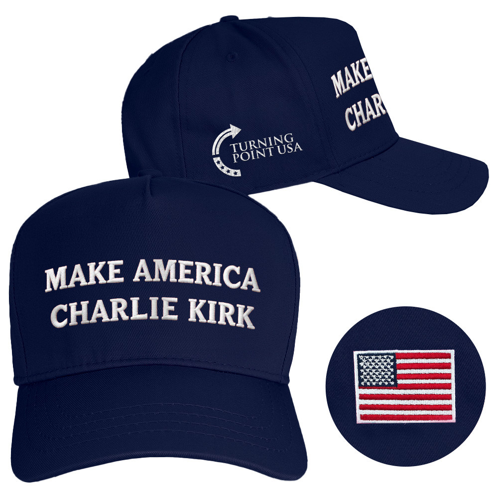 Make America Charlie Kirk Hat Navy Embroidered Turning Point USA Hat Charlie Kirk Merch