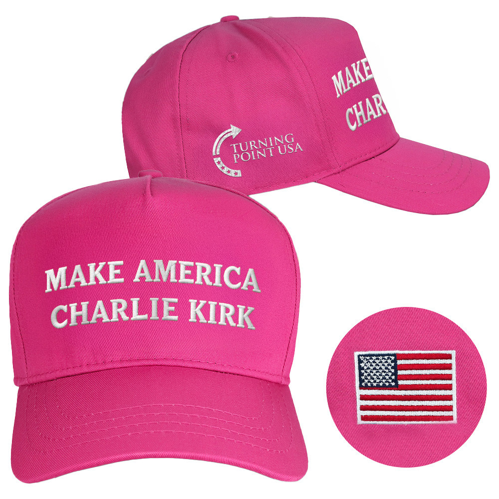 Make America Charlie Kirk Hat Pink Embroidered Charlie Kirk Merch Turning Point USA Merchandise