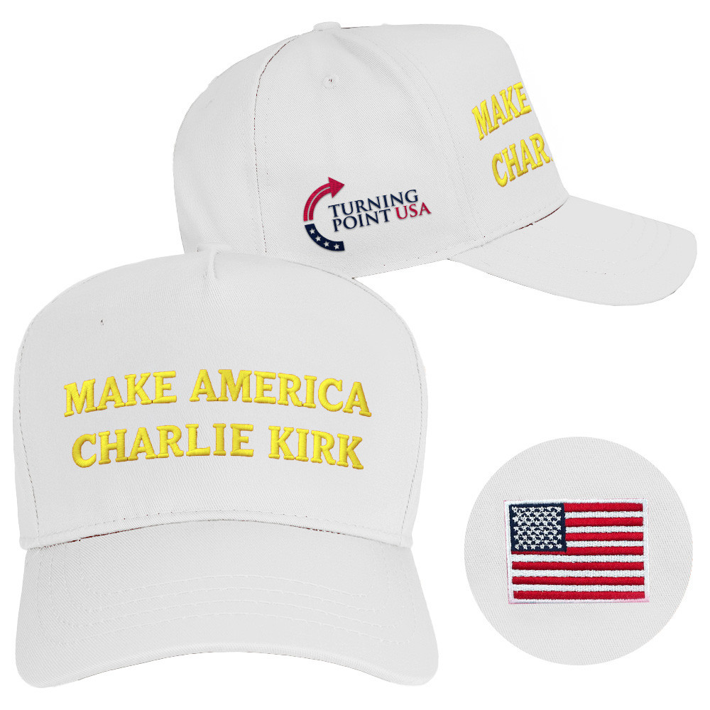 Make America Charlie Kirk Hat White Embroidered Turning Point USA Hat Charlie Kirk Merchandise