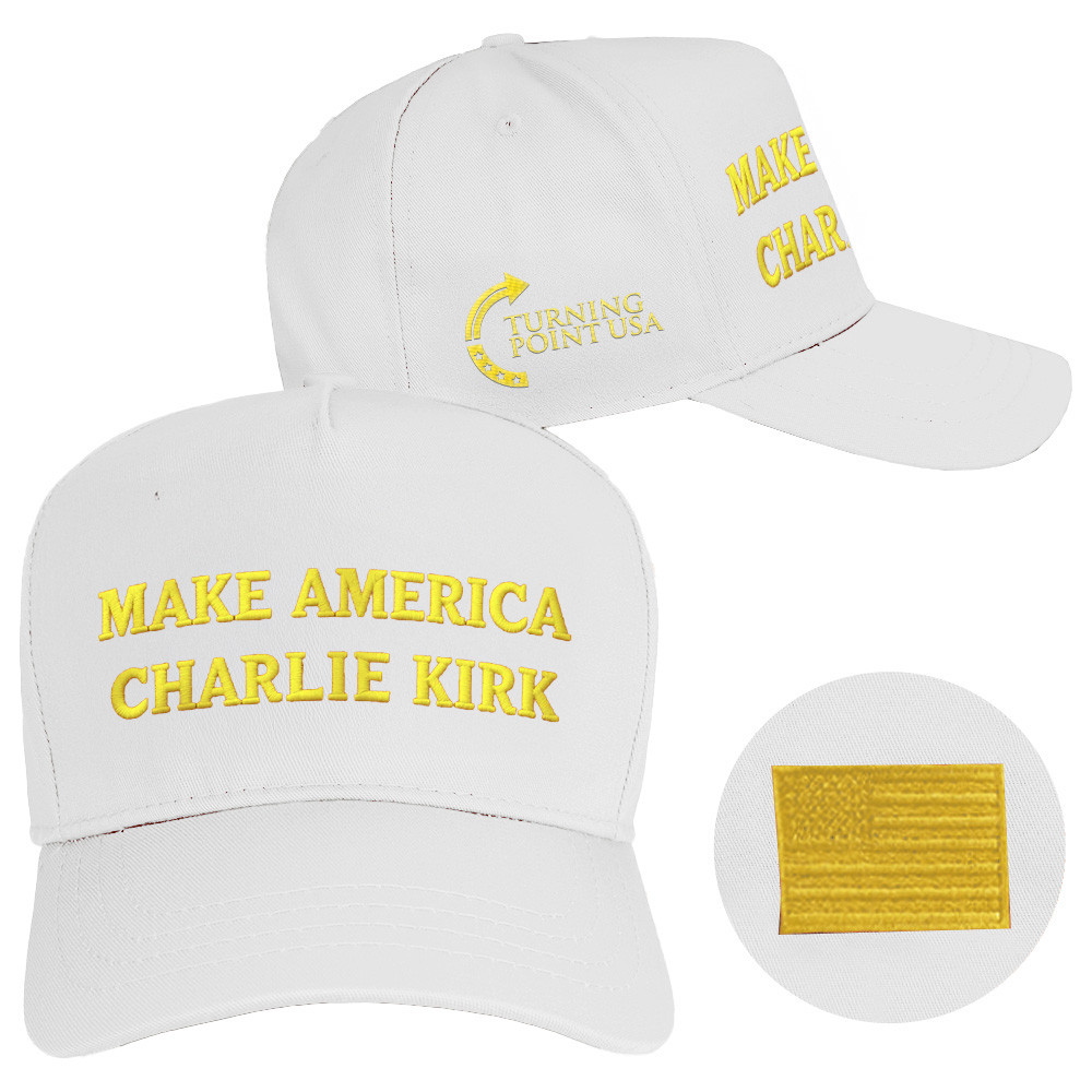 Make America Charlie Kirk Hat White Embroidered Turning Point USA Hat Gifts For MAGA Supporters