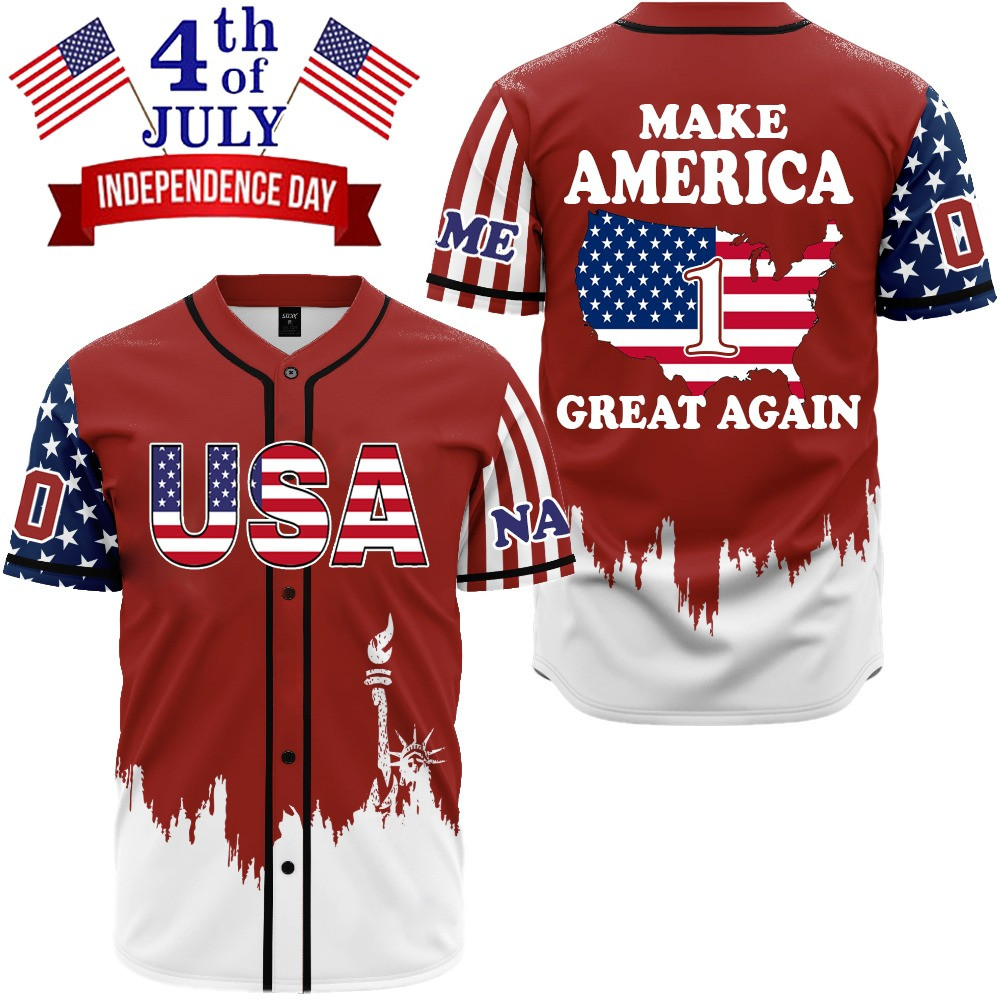 Make America Great Again 4th Of July USA Baseball Jersey Shirt Patriotic Fan Shirt Best Gift