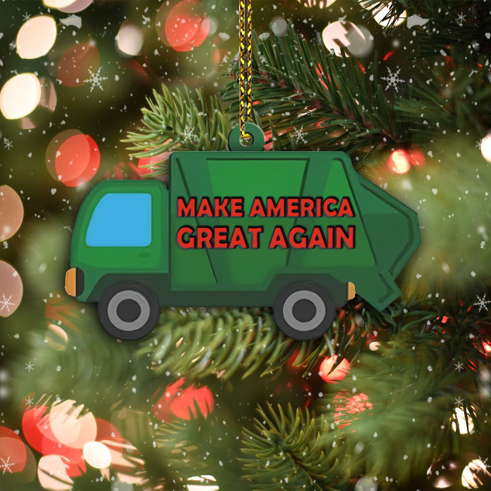 Make America Great Again Green Truck Ornament Shape Trump Garbage Christmas Ornament