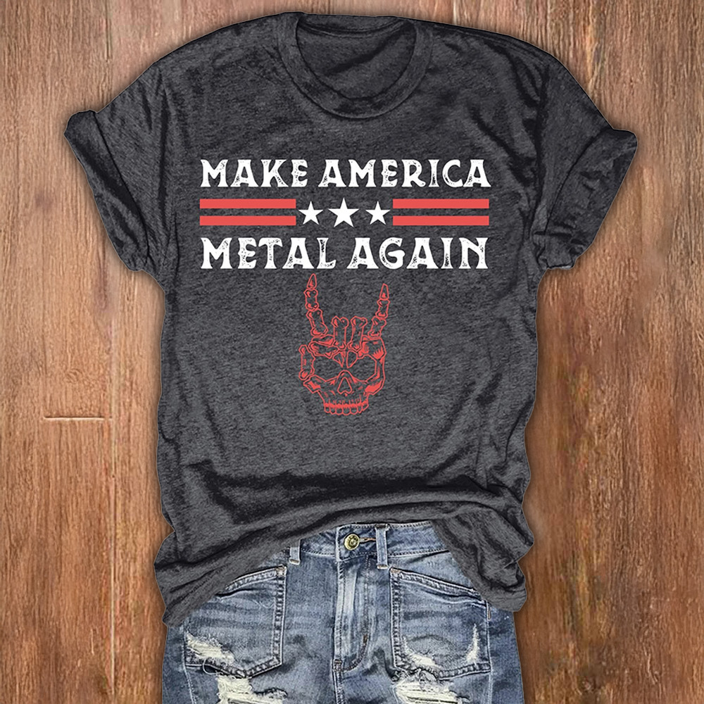 Make America Metal Again T-Shirt Womens Gifts For Metallica Fans For Her