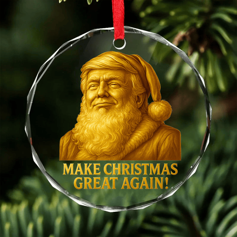 Make Christmas Great Again Glass Ornament President Trump Ornament Trump Merch Gift