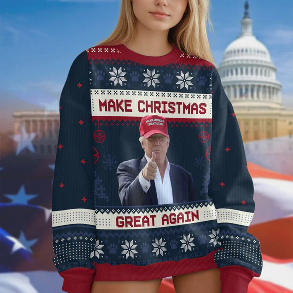 Make Christmas Great Again Ugly Sweater 45 47 Sweater Patriotic Gifts For Xmas