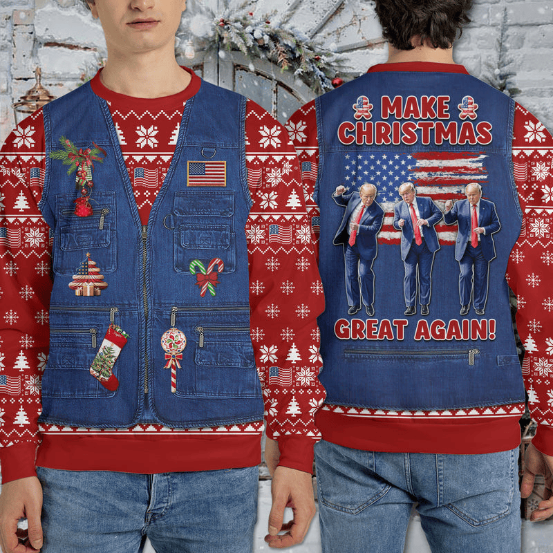 Make Christmas Great Again Ugly Sweater Funny Trump Dancing Christmas Gift For Trump Supporters