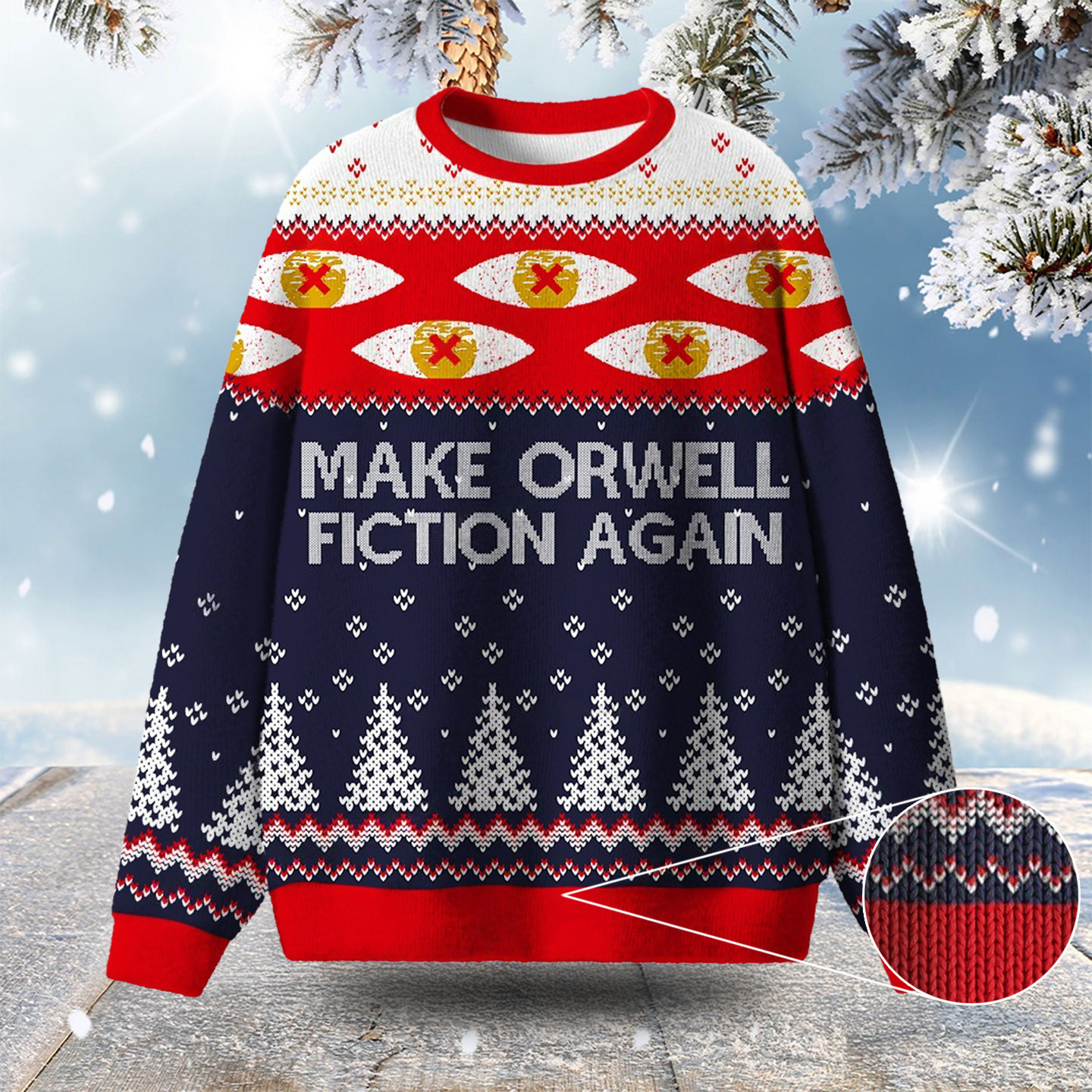 Make Orwell Fiction Again Ugly Christmas Sweater Winter Apparel Christmas Gifts For Women