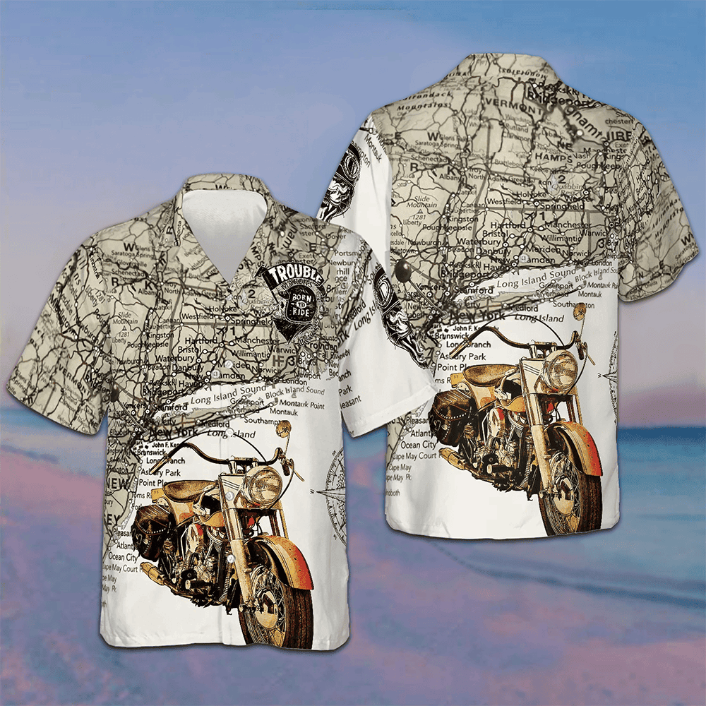 Makers Born To Ride Hawaiian Shirt Beach Button Down Shirt Men Gifts For Motorcycle Enthusiasts