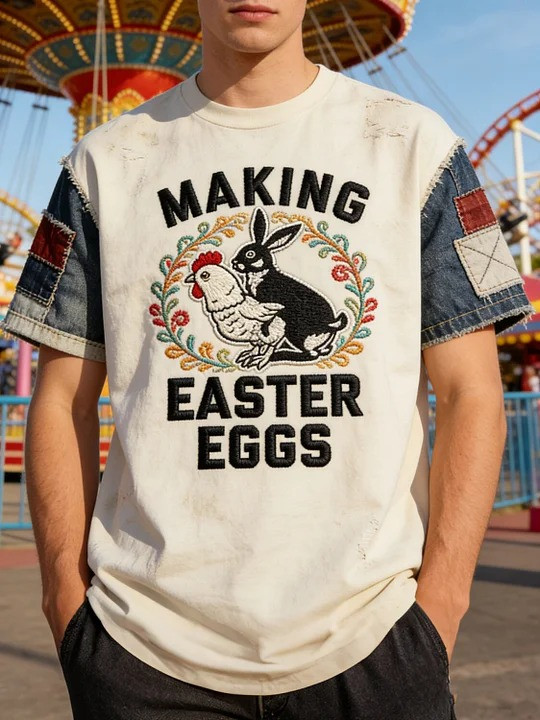 Making Easter Eggs Funny T-Shirt Easter Bunny Chicken Humor Holiday Tee Best Easter Gift For Friends
