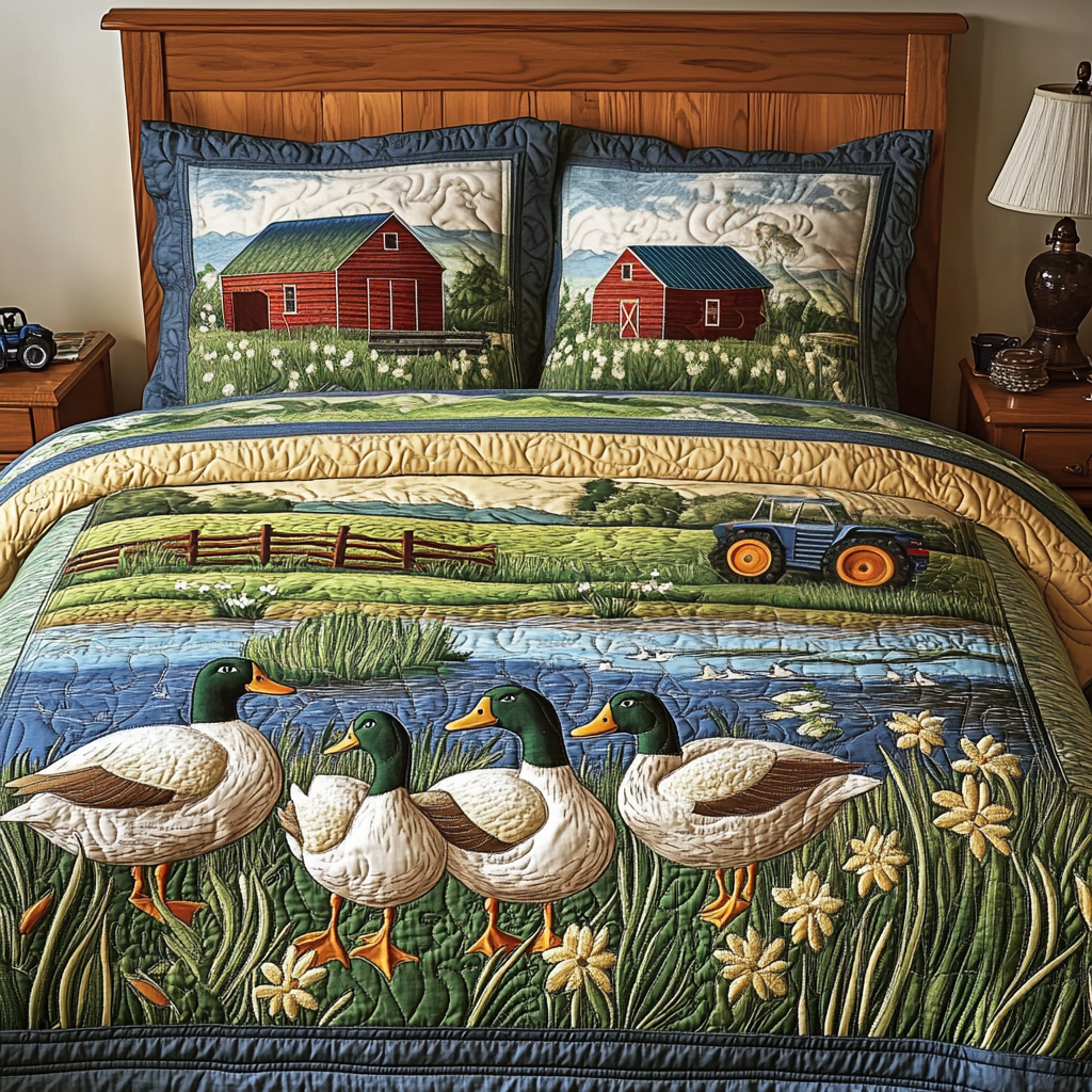 Mallard Magic Quilted Bedding Set Holiday Duvet Covers Gift Ideas For Duck Lovers