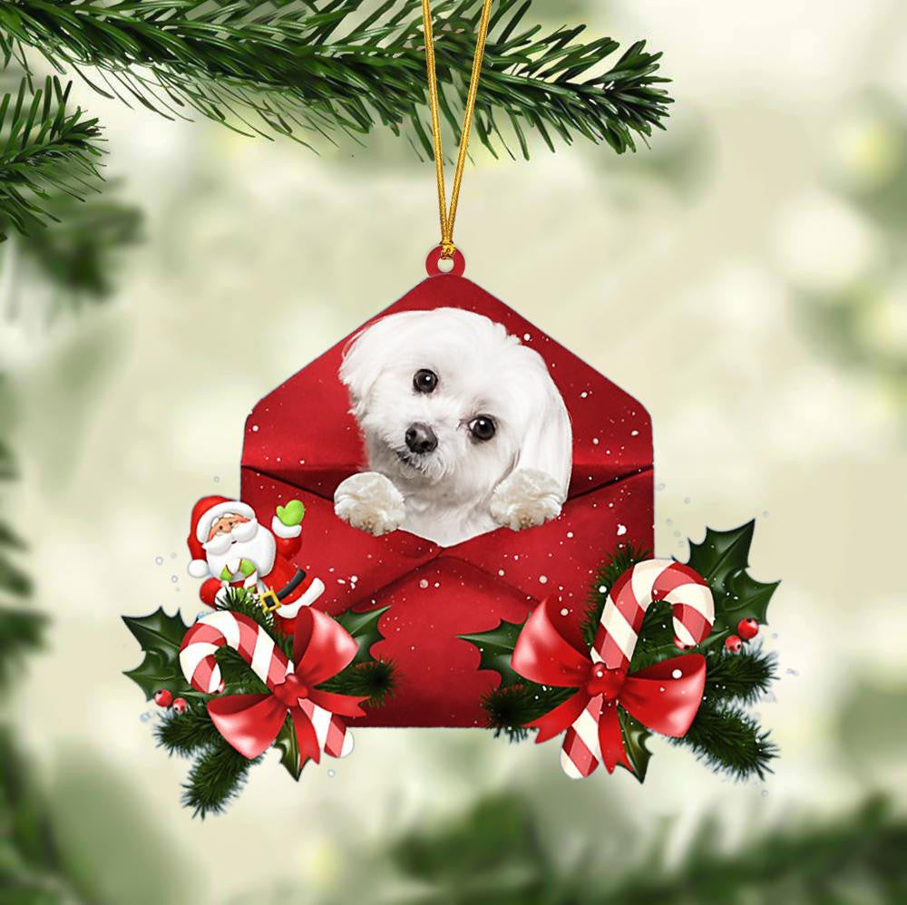 Maltese Christmas Letter Shaped Ornament  Acrylic Dog Christmas Ornament Xmas Dog Gifts
