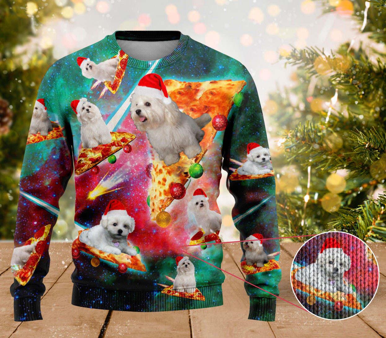 Maltese Dog Pizza Ugly Sweater Dog Owners Cute Sweaters For Christmas