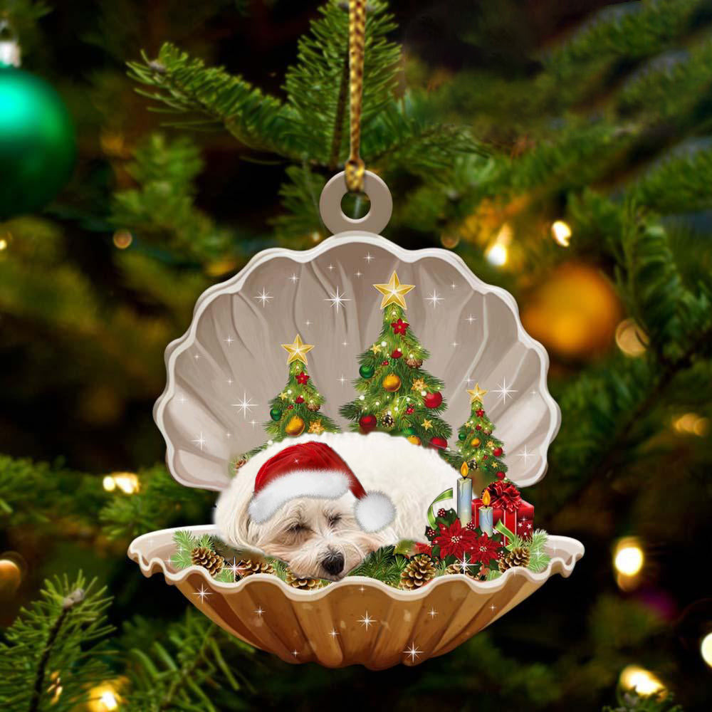 Maltese3 Sleeping in Pearl Dog Christmas Ornament Flat Acrylic
