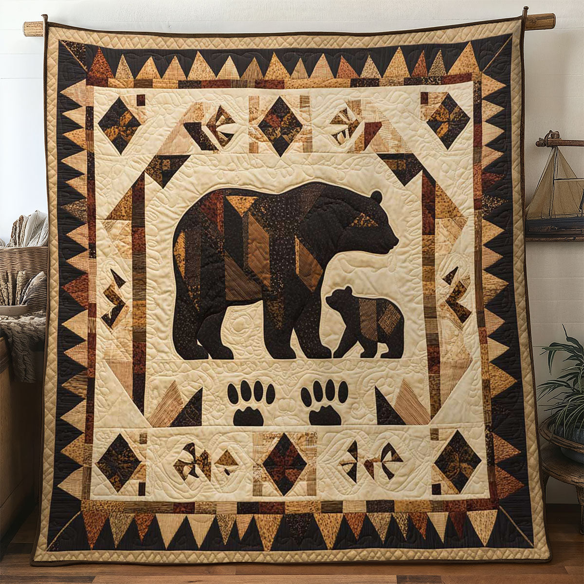 Mama Bear Lodge Quilt Blanket Throw Blankets For Couch Christmas Gifts For Brothers Girlfriend