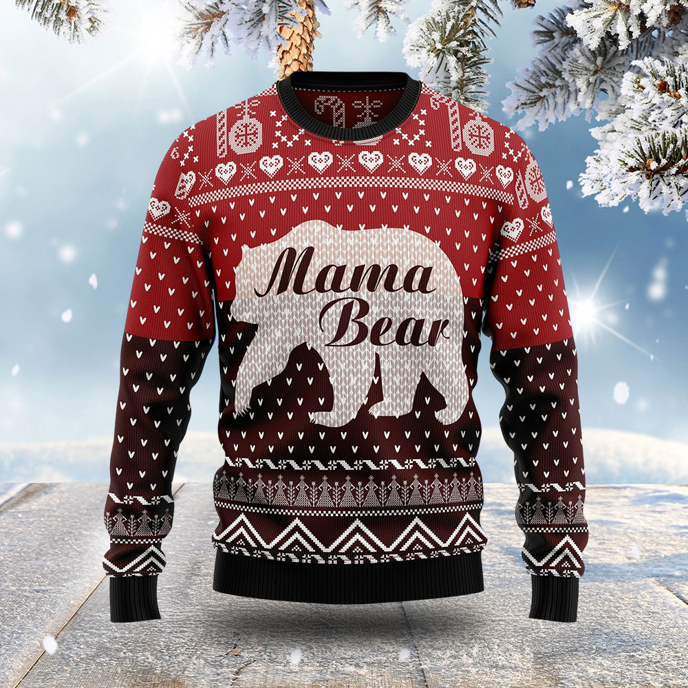 Mama Bear Ugly Christmas Sweater Animal Themed Christmas Apparel Gifts For Him